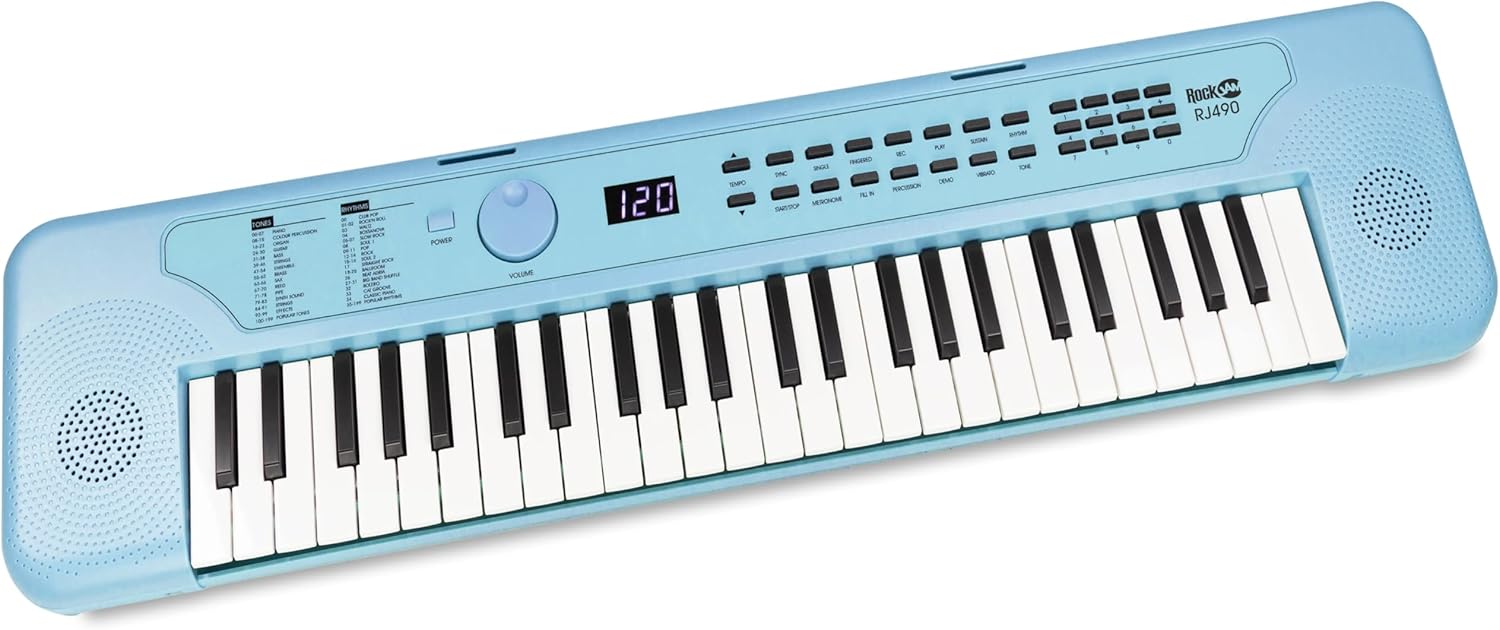 RockJam 49 Key USB Keyboard Piano with Lessons & Keynote Stickers