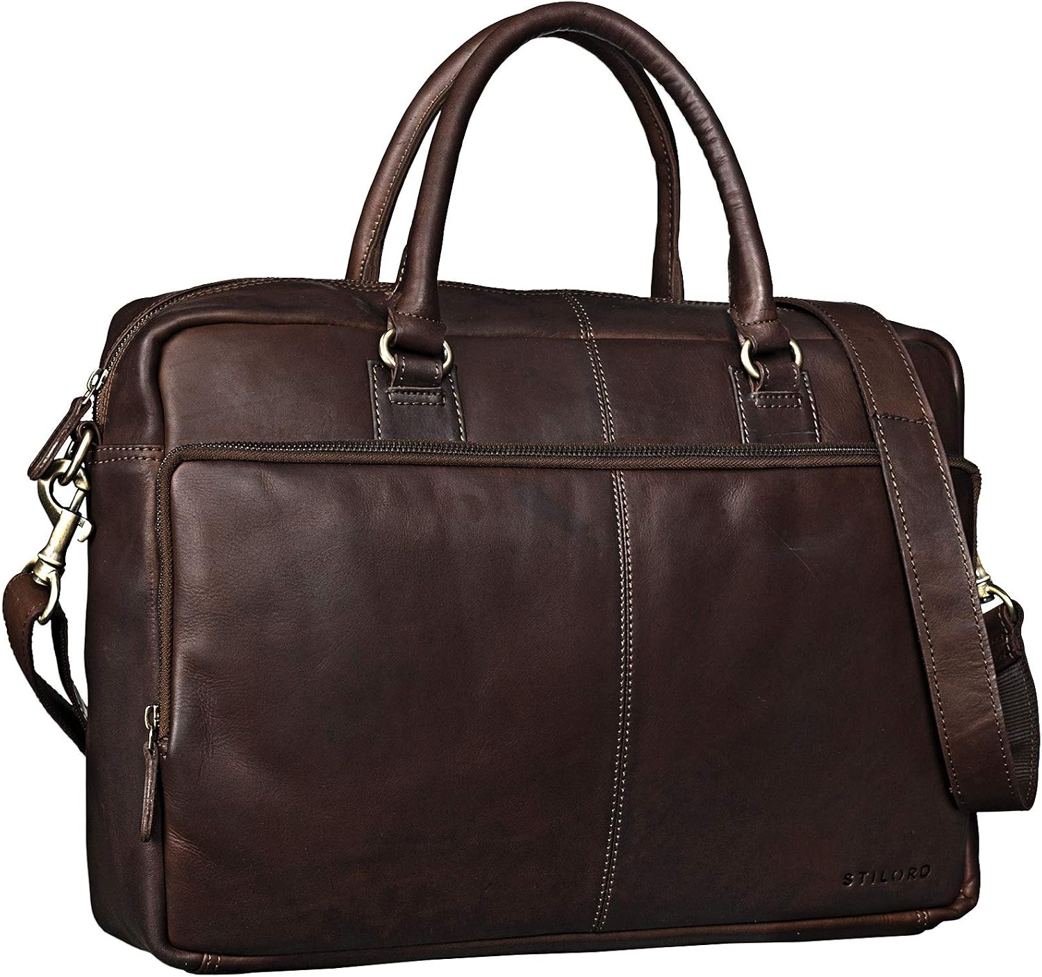 STILORD 'Aaron' Business Bag Leather Unisex 15.6 inches Laptop Shoulder Bag or Handbag Briefcase Satchel Vintage Leather