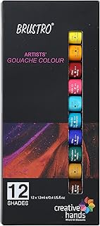 Artists Gouache Colour Set of 12 Colours X 12ML Tubes.