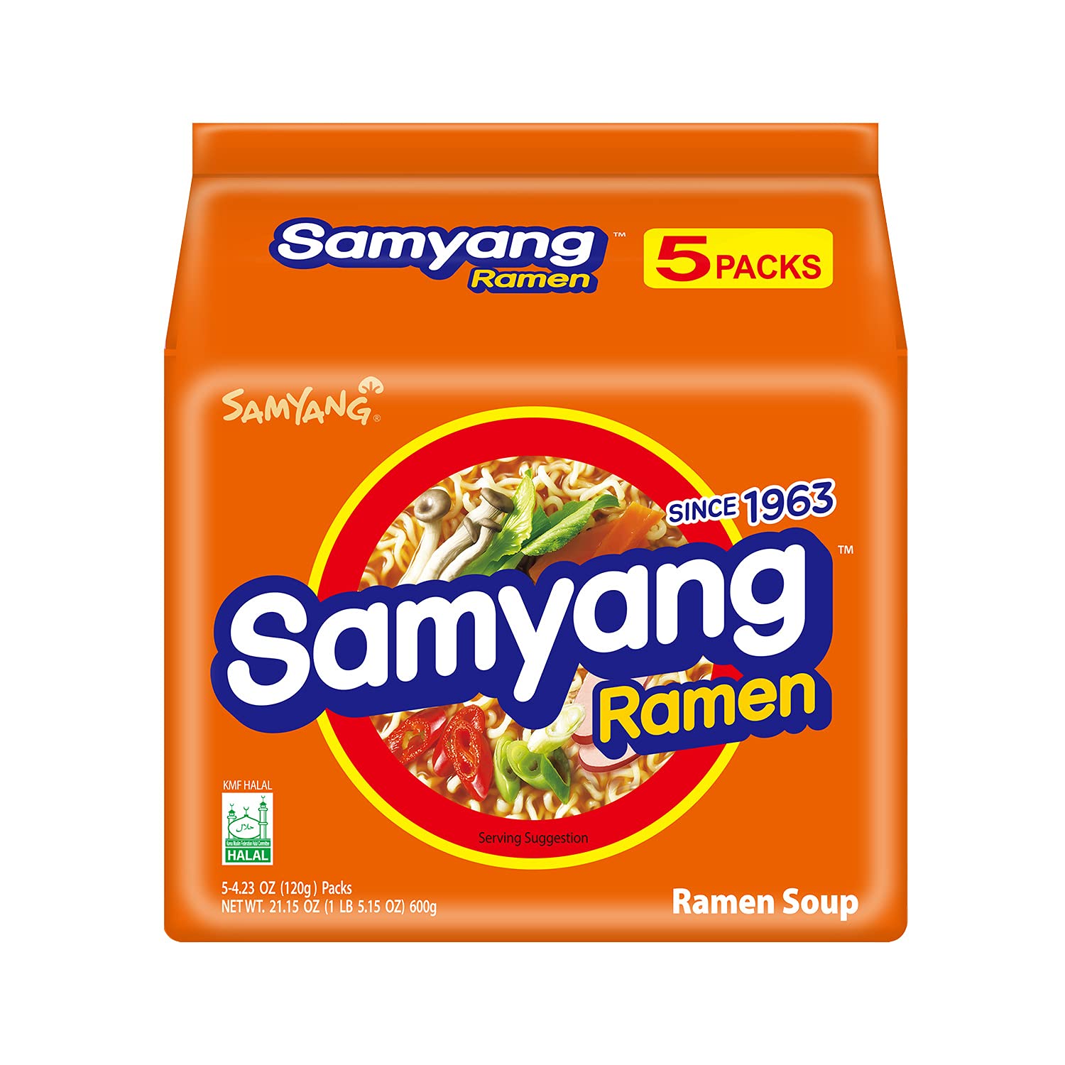 Samyang Ramen Korean Noodle Soup, 4.23 oz (Pack of 5)