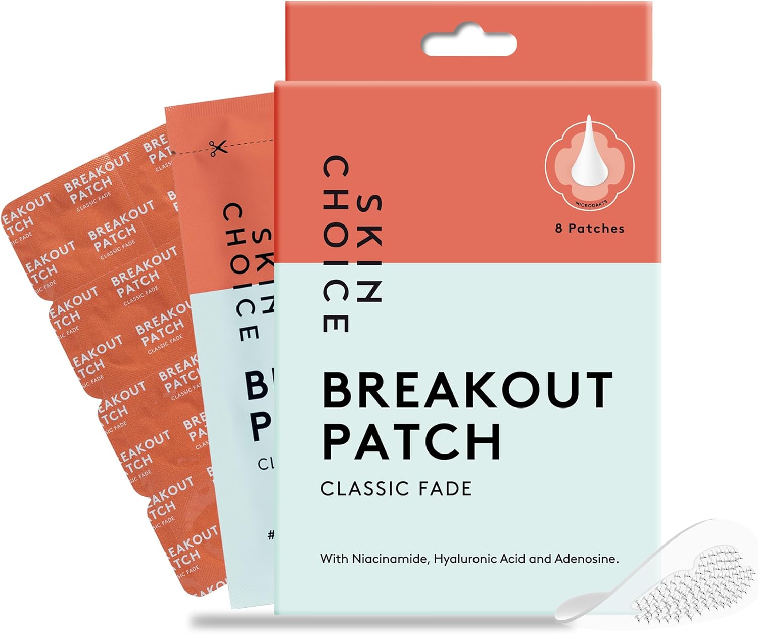 SKIN CHOICE Fade Dark Spots Microdart Pimple Patches with Niacinamide, Hyaluronic Acid, Ectoin, Blemish Hydrocolloid Dots Spot Patches, Vegan Cruelty-Free Korean Skincare, 8 Pcs