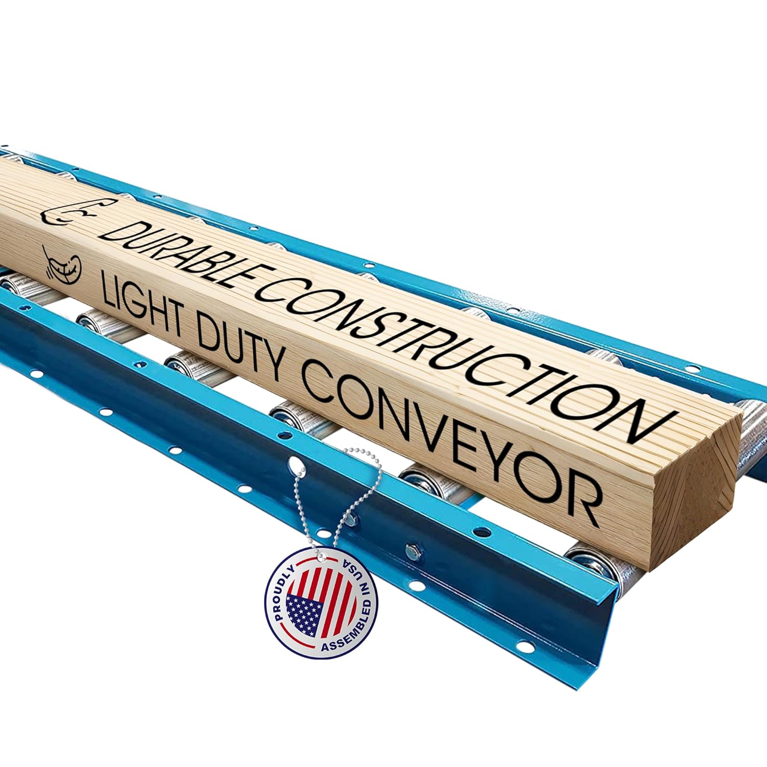Ultimation Light-Duty Gravity Conveyor with 1.5" Diameter Galvanized Steel Rollers, 18" Wide by 5' Long Steel Frame & 6" Centers, Durability & Versatility in Warehouses, Factories, & DIY Projects