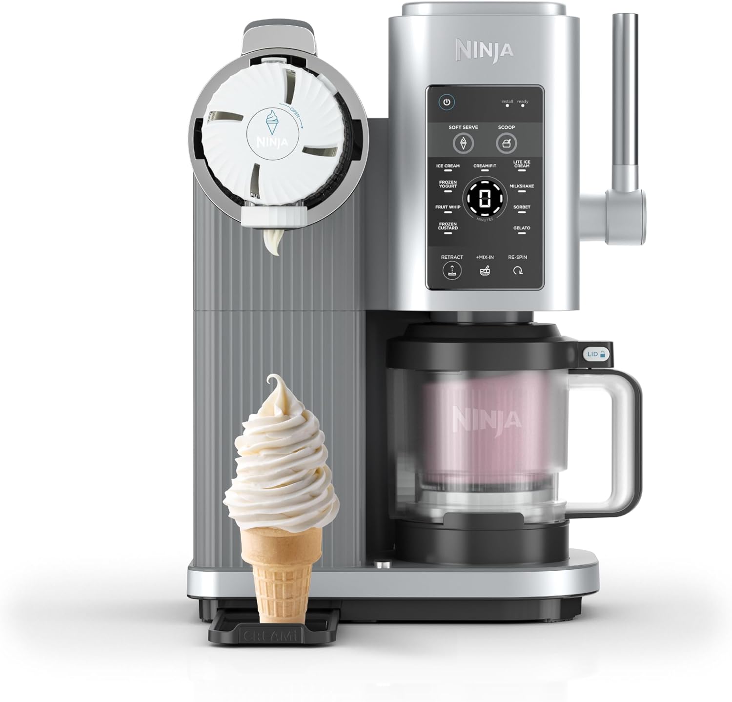 Ninja Swirl by CREAMi Soft Serve & Ice Cream Maker with 2x Tubs, 13 Functions, Makes Ice Cream, Soft Serve, Gelato, Sorbet, Milkshakes & More, Mix-In Option, Platinum Silver, NC701UK
