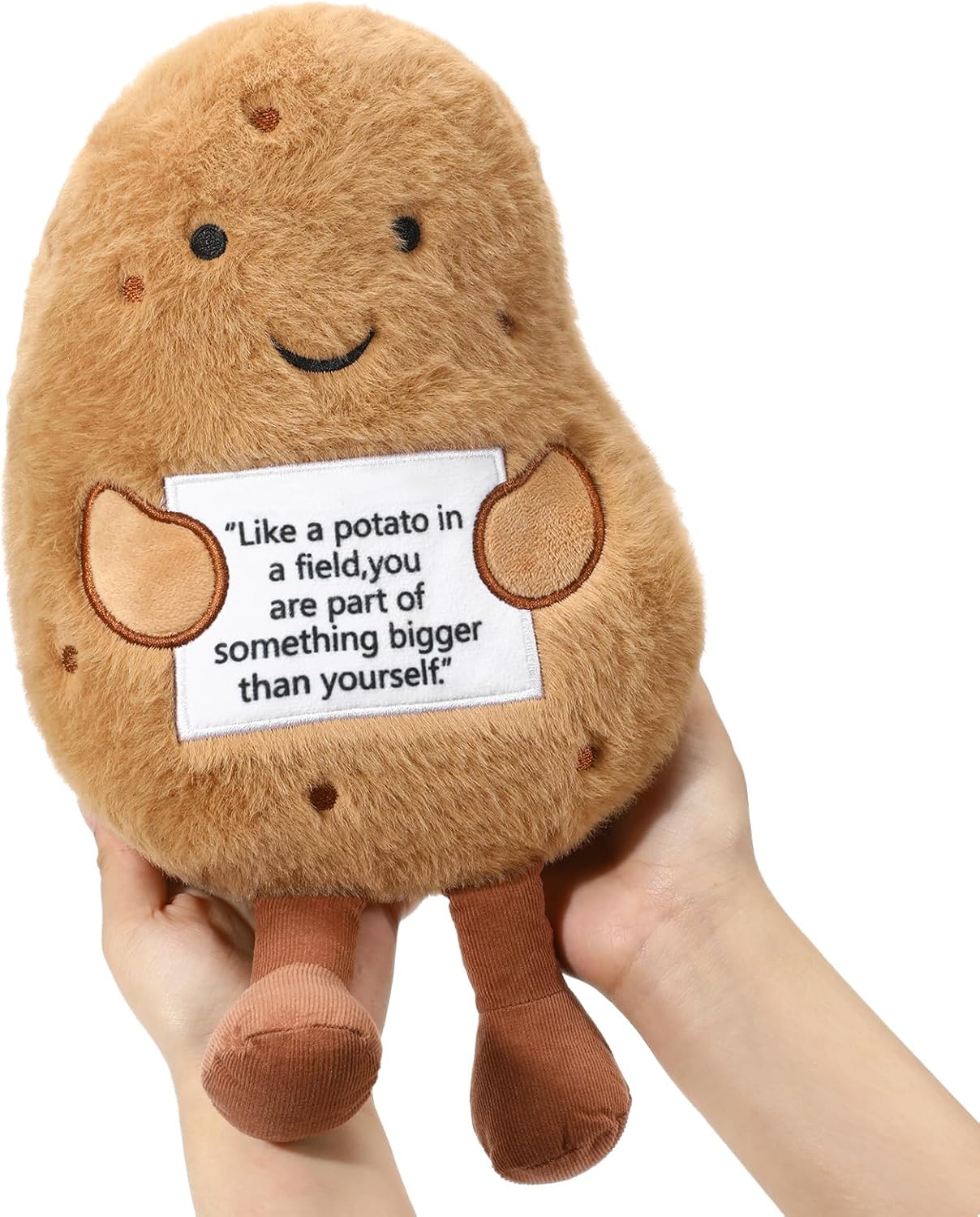 10" Positive Potato Plush Cute Potato Stuffed with Positive Card Large Emotional Pillow Reduce Pressure Stuffed Animal Inspirational Gifts for Therapy Office Decor Friends Girls Boys Party