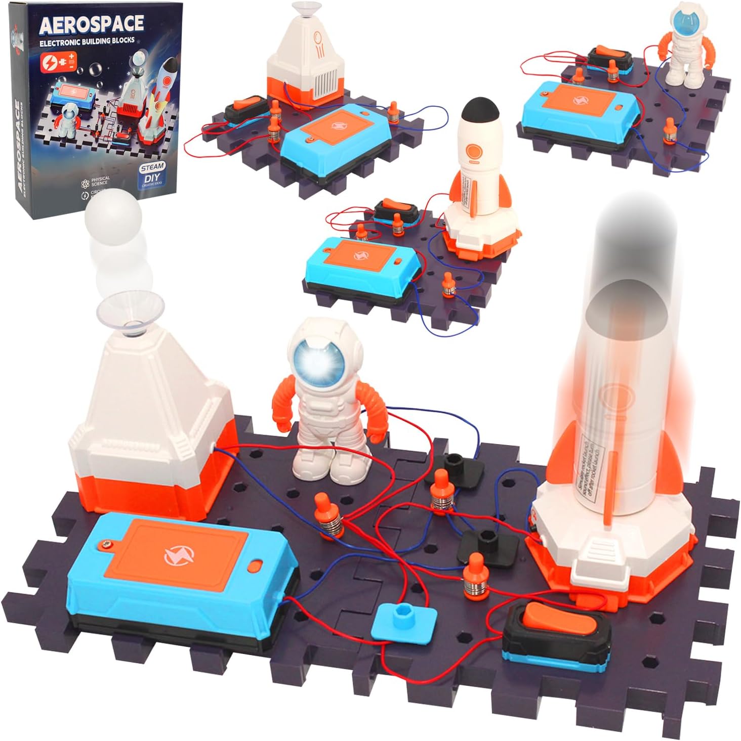 STEM Toys for Kids Ages 6-8 | 36-Piece Aerospace Electronic Building Blocks | Space Science Kits for Kids 6+ | Educational Engineering Toys | Creative Circuit Building Set for Boys & Girls