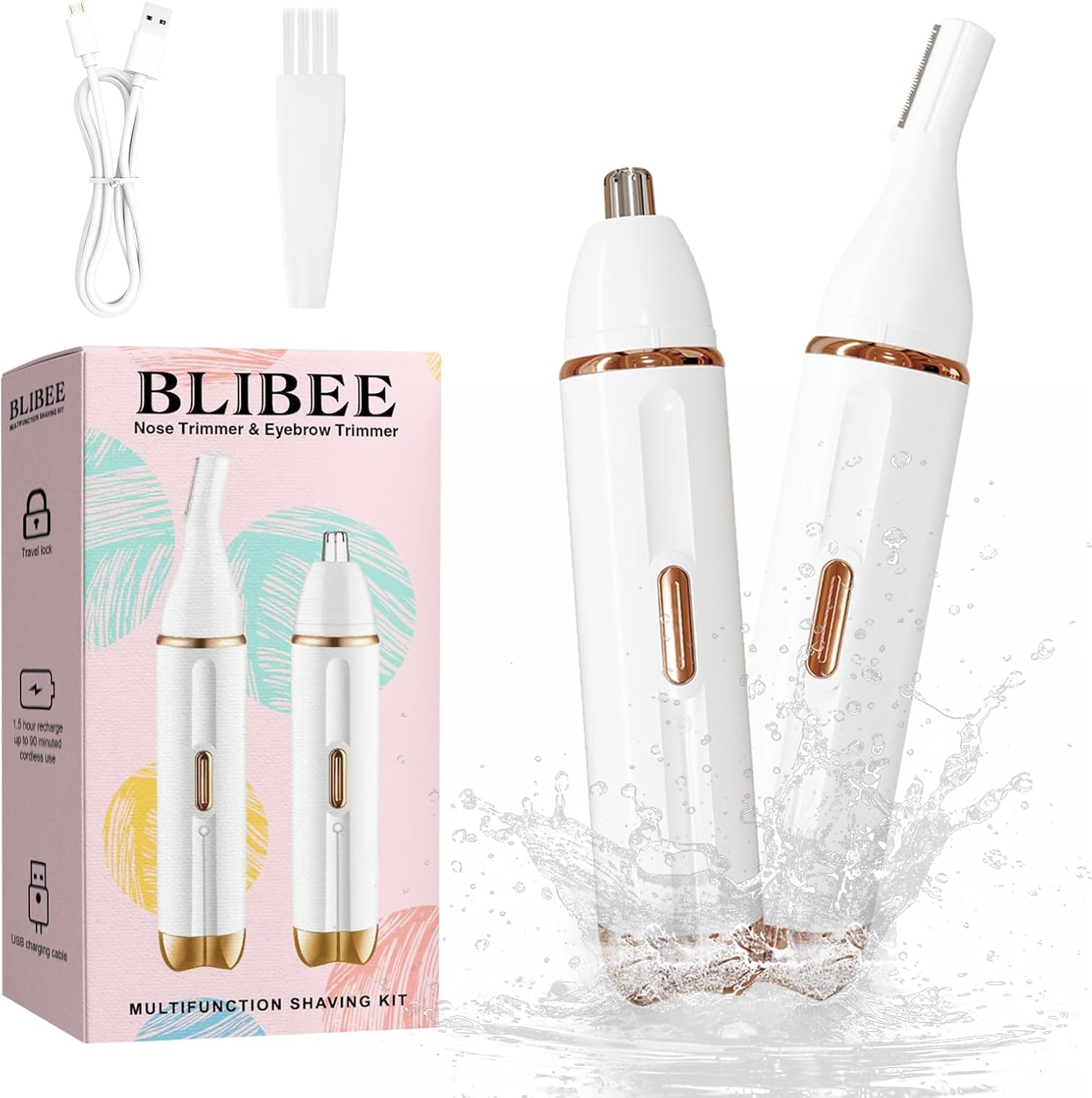 Nose Hair Trimmer for Women - 2-in-1 Painless Eyebrow & Facial Hair Trimmer for Women and Men, USB Rechargeable, Waterproof & Easy to Clean, Ear & Nose Groomer