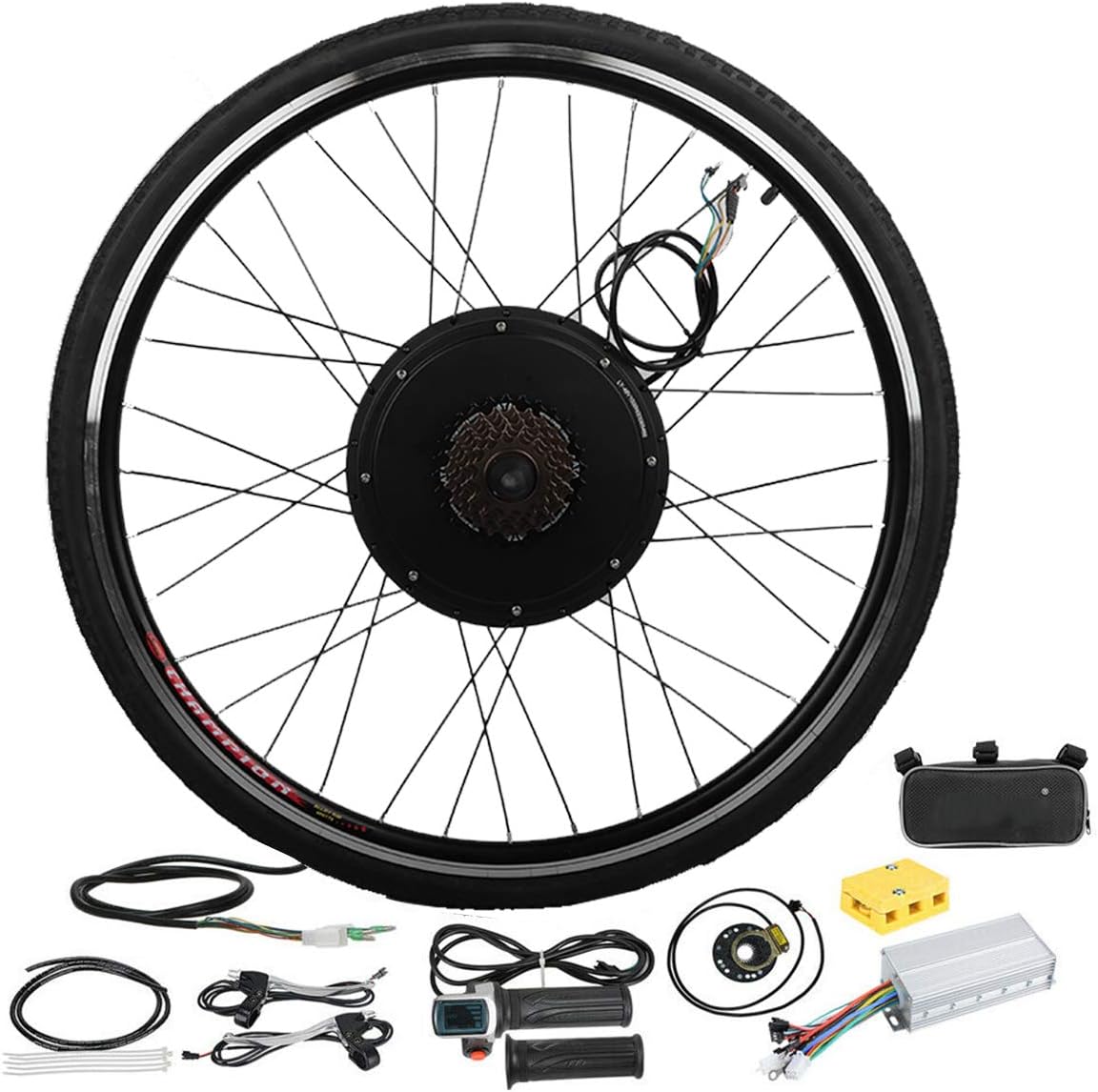 OUNUO 26" Electric Bike Conversion Kit, 48V 1500W Rear Wheel Electric Bicycle Motor Conversion Kit for E-bike Cycling Hub, With Upgrade Smart Motor Controller, Twist Throttle, Dual Mode Controller