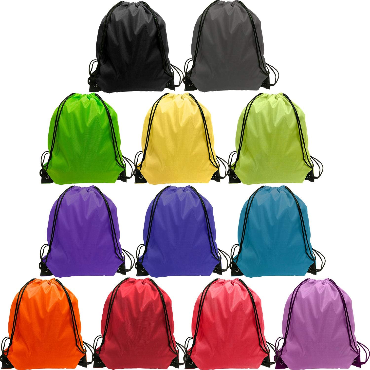 48 Pcs Drawstring Backpacks Bulk 12 Color Nylon Drawstring Bags Gym String Backpack