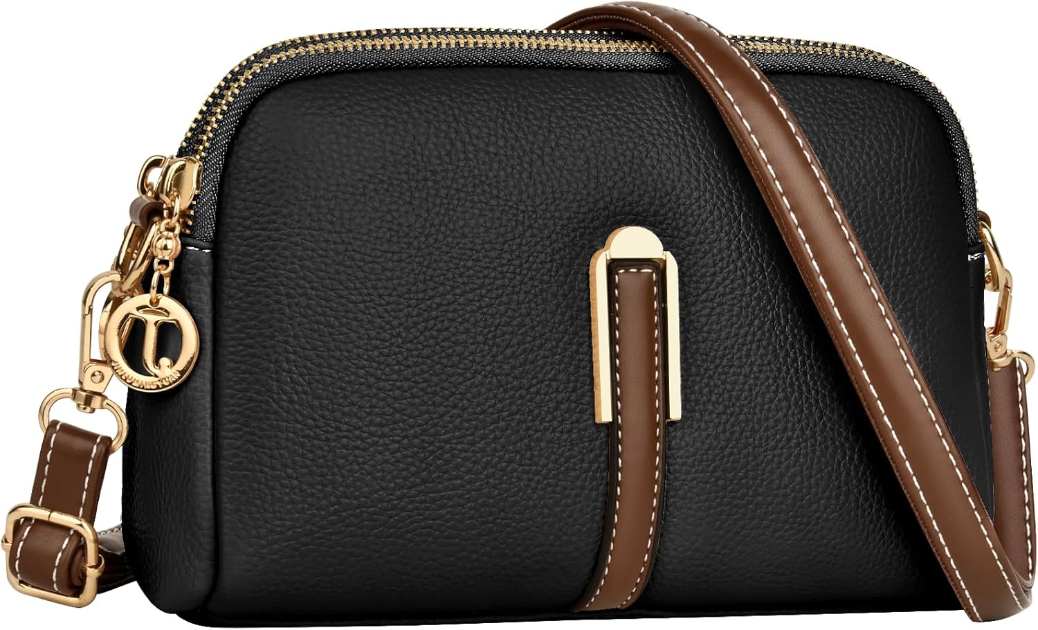 TEUEN Small Crossbody Bag for Women, Leather Handbags,Ladies Phone Bag with Adjustable Wide Strap, Fashion Shoulder Bags with Zip for Shopping Travelling Work City Walks