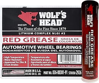 Wolf's Head Red Grease NLGI #2 (836-88301-91) 14 Oz Tube, Pack of 10