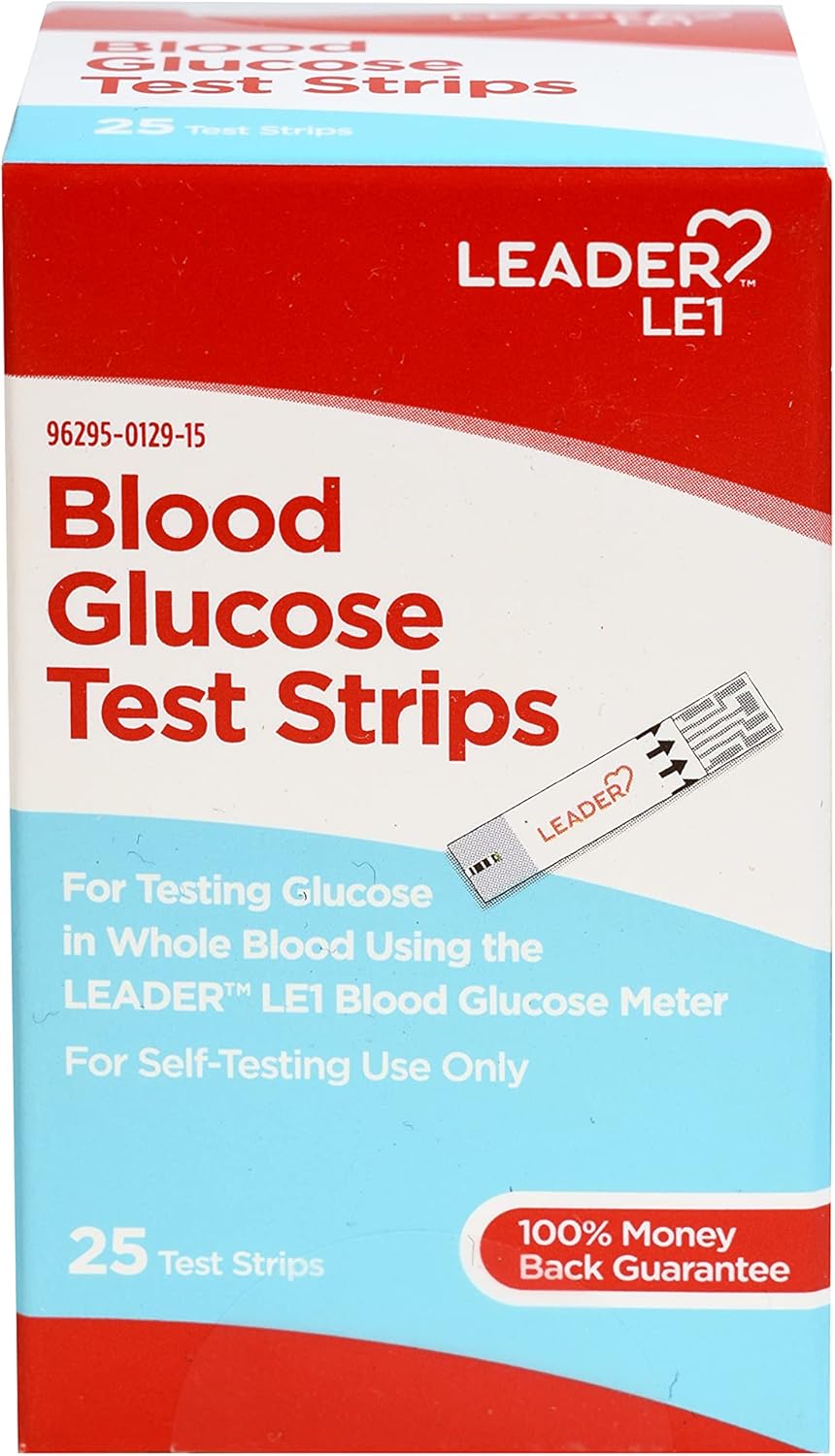 Leader LE1 Blood Glucose Test Strips 25 Test Strips Pack of 1