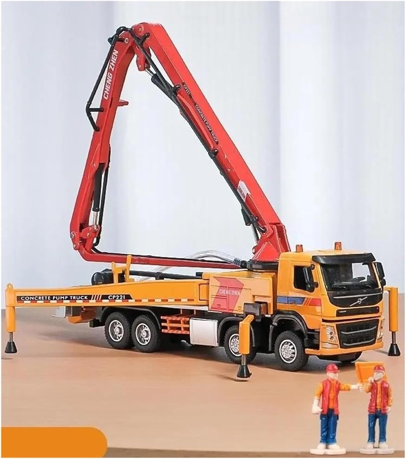 Display Cars 1/50 For Volvo Concrete Pump Truck Car Diecast Meatl Vehicle Model Simulation Scale Car Model Display Car Collection or Gift(Orange)