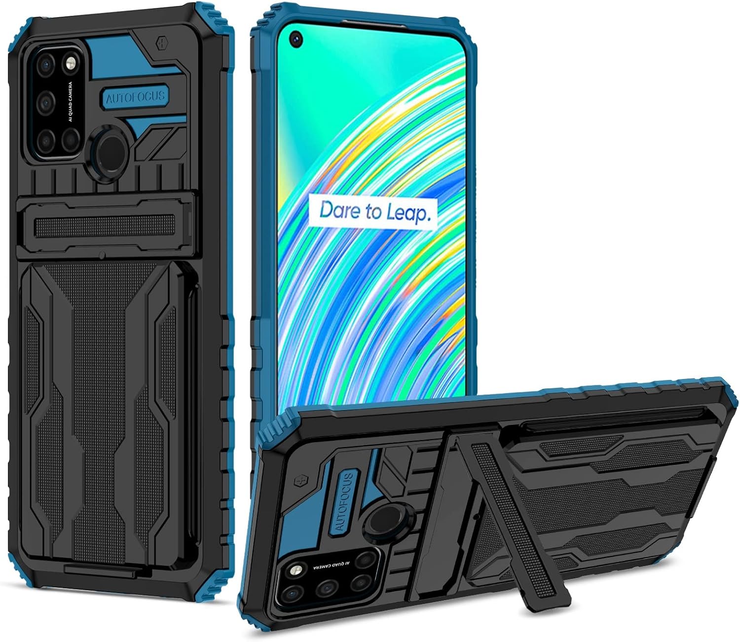 Phone Protection For Oppo. Realme C17/Realme 7i Case with Card Pack Holder, Military Protection Grade Heavy Duty Shockproof Phone Case Cover For Oppo. Realme C17/Realme 7i