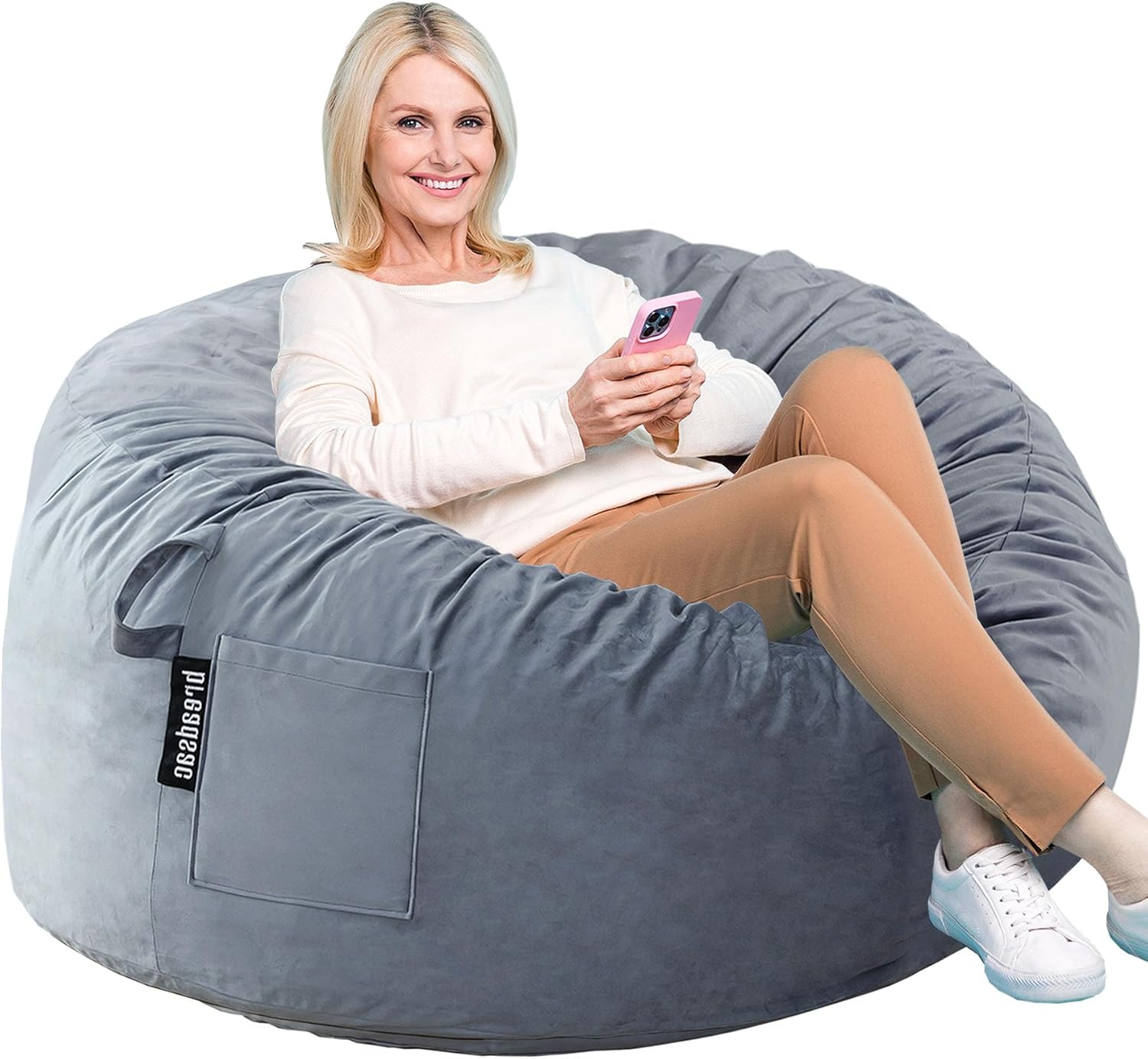 Bean Bag Chairs, Memory Foam Bean Bag Chair for Adults/Teens/Kids, Velvet Lazy Sofa Furniture with Removable High-Rebound Memory Foam for Living Room Bedroom College Dorm