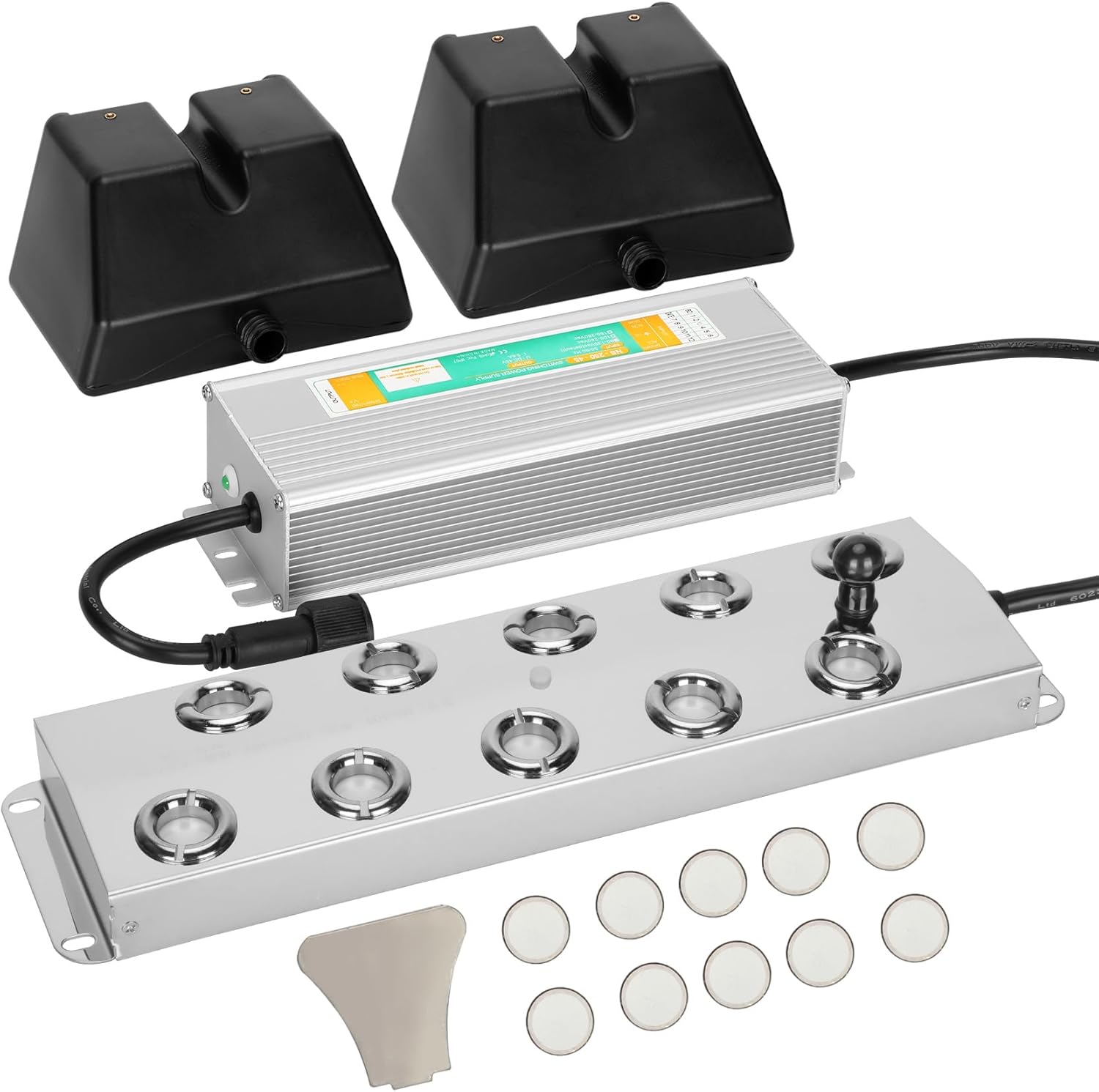 Ultrasonic Mist Maker 10 Head,Add Replacement Atomizer Heads,350W Power Water Proof Ultrasonic Mister,Ultrasonic Fog Humidifier with Float,for Vegetable Preservation,Landscape, Halloween,etc