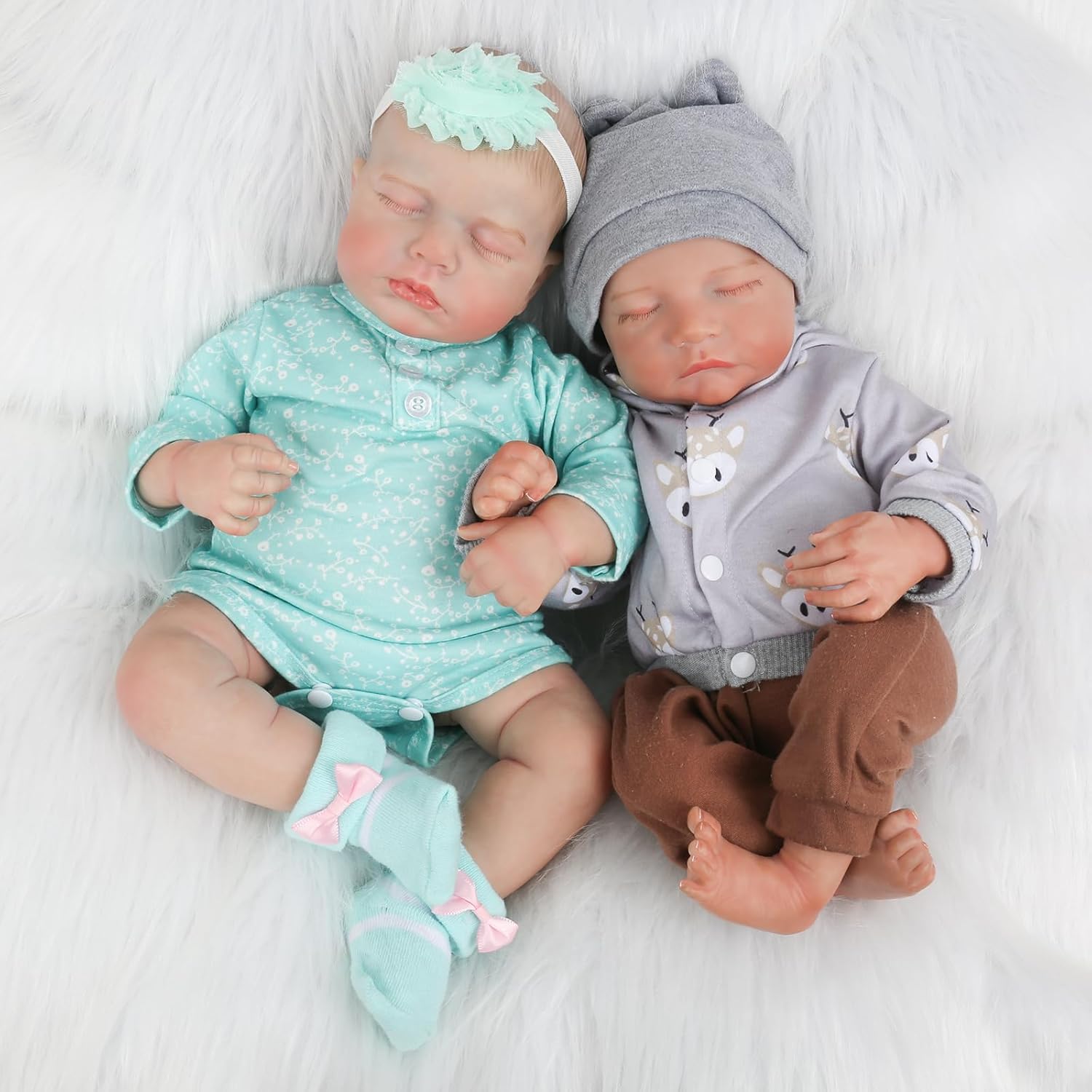 WOOROY Bundle of Reborn Baby Dolls 18'' Levi and 20'' Loulou