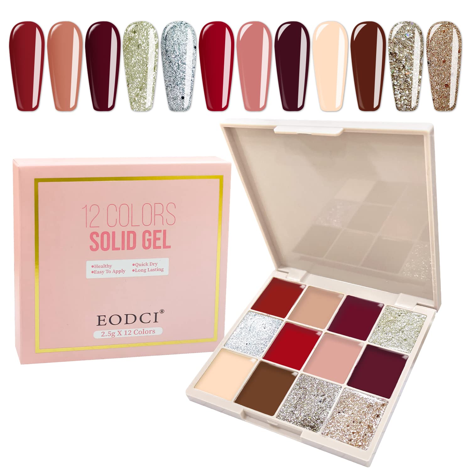 Solid Gel Nail Polish,12 Colors Solid Cream Gel Polish Palette, Mud Pudding Nail Art Painting Manicure Kit, Nude Brown Red Series For Lady's Day Gift