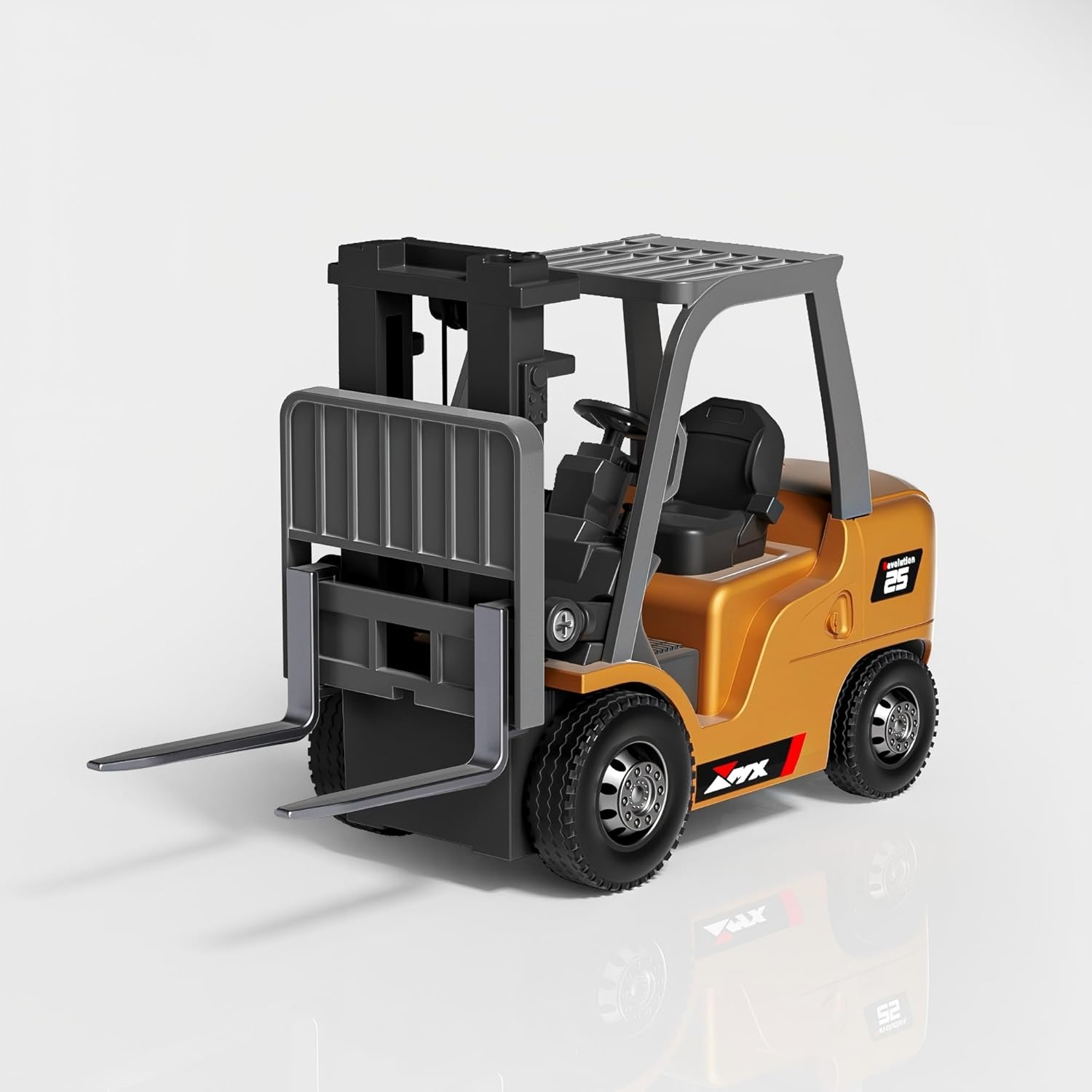 BRRRRT 1/64 RC Forklift Toy 7 Channel 2 Mode Mini Remote Control Forklift Truck with Rechargeable Battery, 2 in 1 Transformable Lift Fork & Hook with Lights & Sounds for Adults Kids Boys and Girls