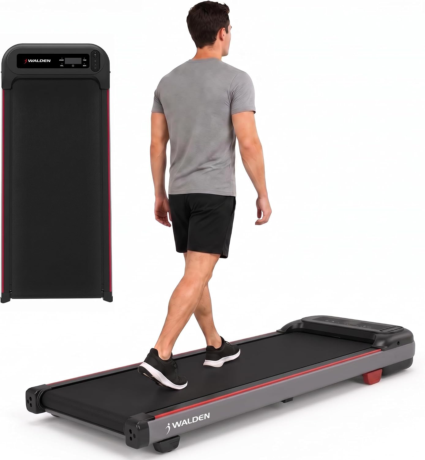 Walden Sports 2-in-1 Under Desk Treadmill for Home & Office - 0.75PS Walking Pad with Remote Control and LCD Display - Ultra-Quiet Portable Running Machine - 1-6km/h Adjustable Speed