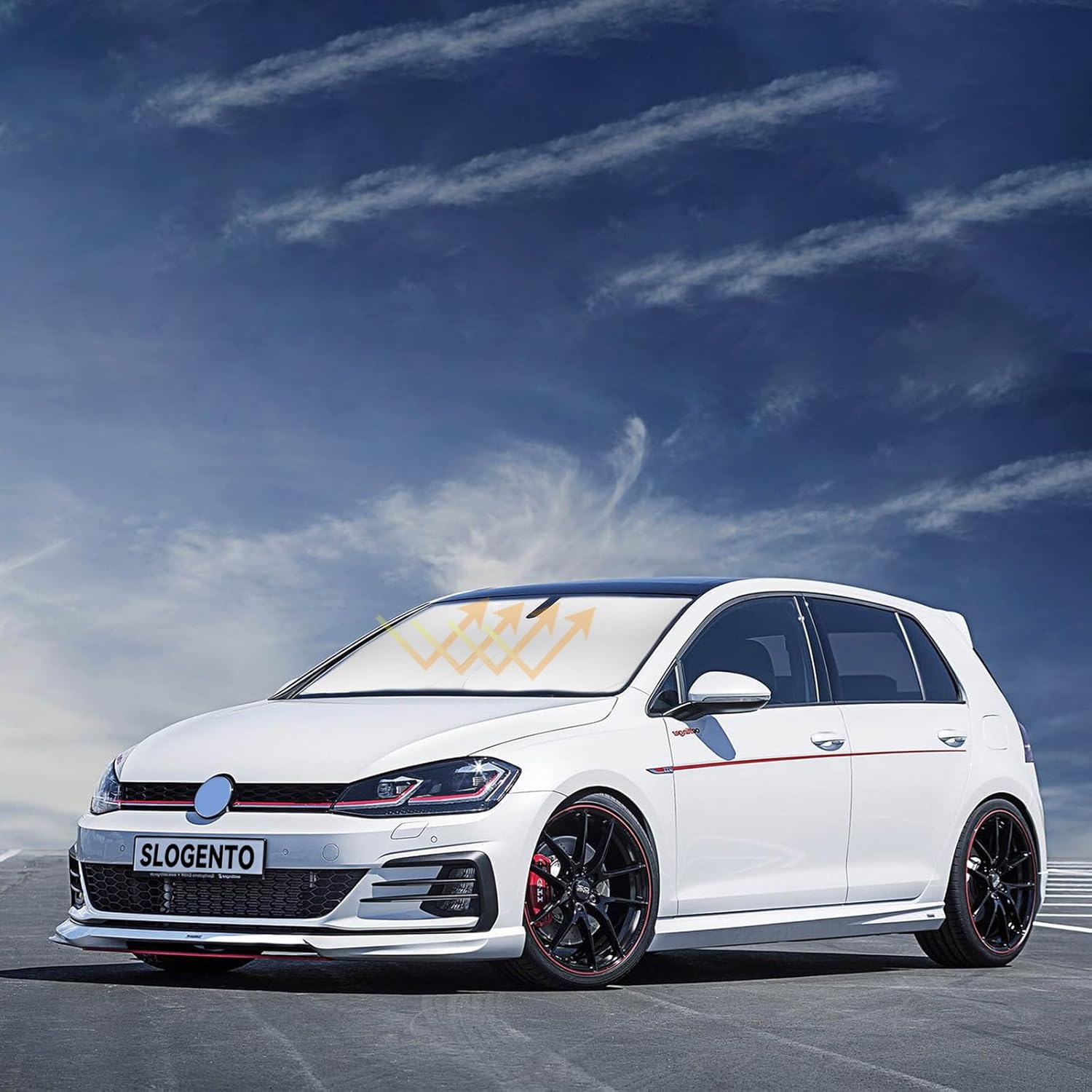 Sun Shade for Golf GTI e-Golf VW Golf R Windshield Sunshades Cover Fits 2015-2020 2021 Volkswagen Golf GTI e-Golf VW Golf R GTI/R32 MK6 4 Door Hatchback Front Window Shield Sun Visor Protector
