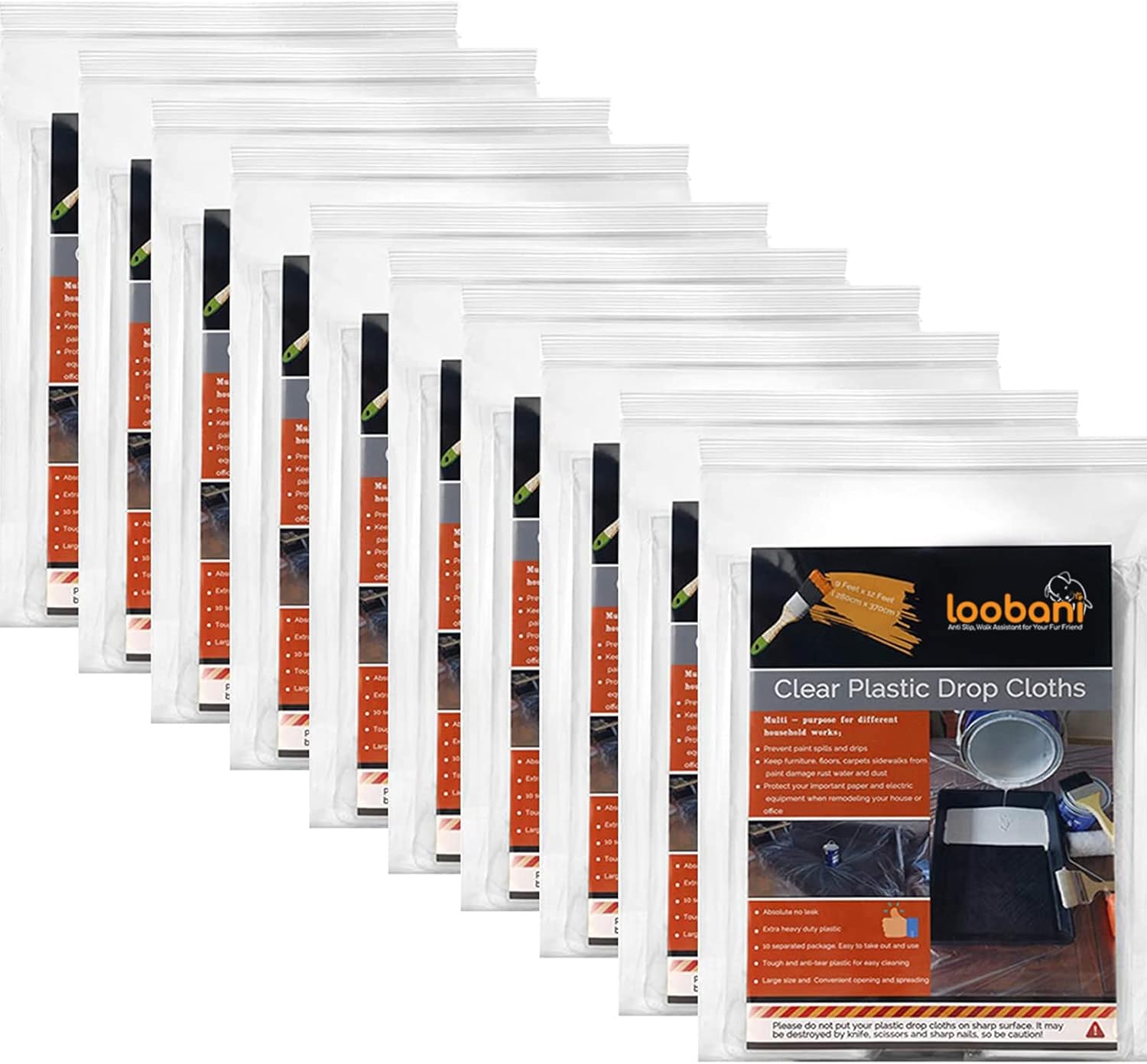 10 Piece Painter Plastic Drop Cloths Sheet,Waterproof Anti-dust Cover,9x12 Feet Disposable Tarp for Painting for Couch/Furniture Cover