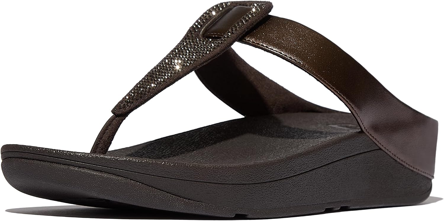 Fitflop Women's Fino Crystal Detail Metallic Toe-post SandalsSandal