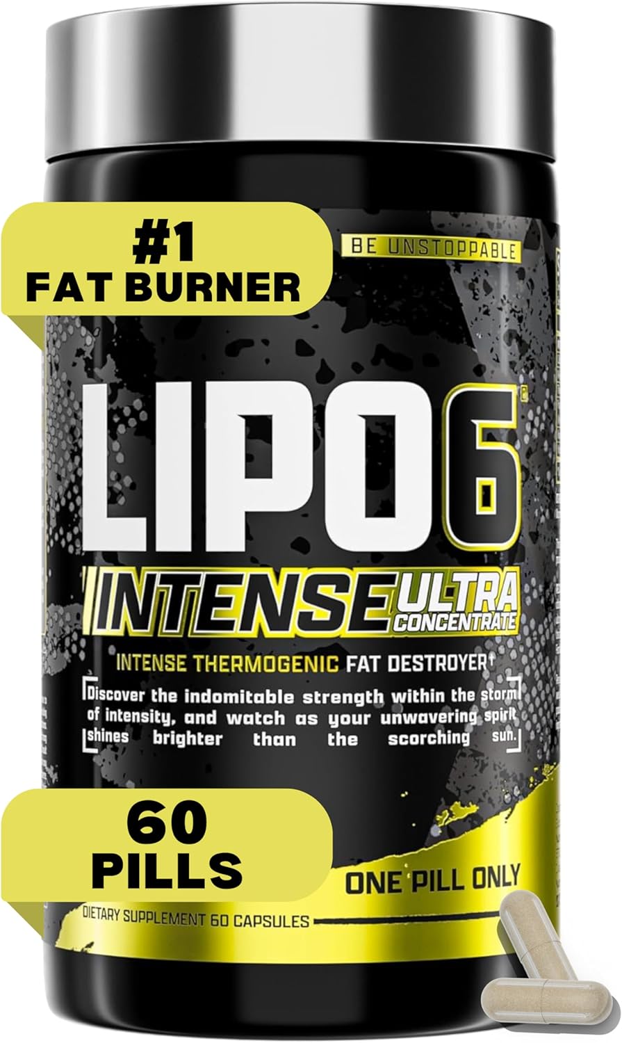 Nutrex Research Lipo6 Black Intense Ultra Concentrate Thermogenic Belly Fat Burner for Men and Women | Diet Weight Loss Supplement and Appetite Suppressant | 60 Diet Pills