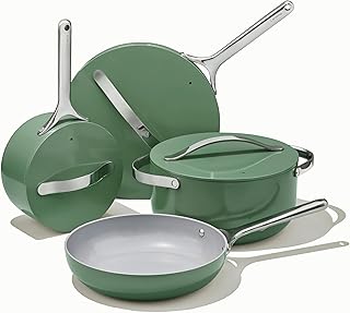 Caraway Nonstick Ceramic Cookware Set (12 Piece) Pots, Pans, Lids and Kitchen Storage - Non Toxic - Oven Safe & Compatible with All Stovetops - Black