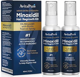 5% Minoxidil Hair Growth Serum for Men - Extra Strength Treatment to Combat Hair Loss and Thinning (2 Pack)