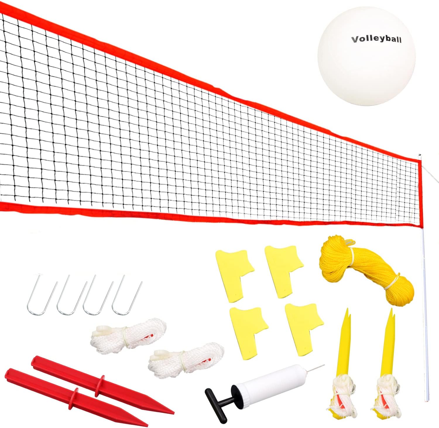 DRM Large 6M Adjustable Volleyball Net, Folding Tennis Net Set, Badminton Net Set -Easy Setup Nylon Sports Net with Free Carry Bag for Beach, Grass Park, Backyard