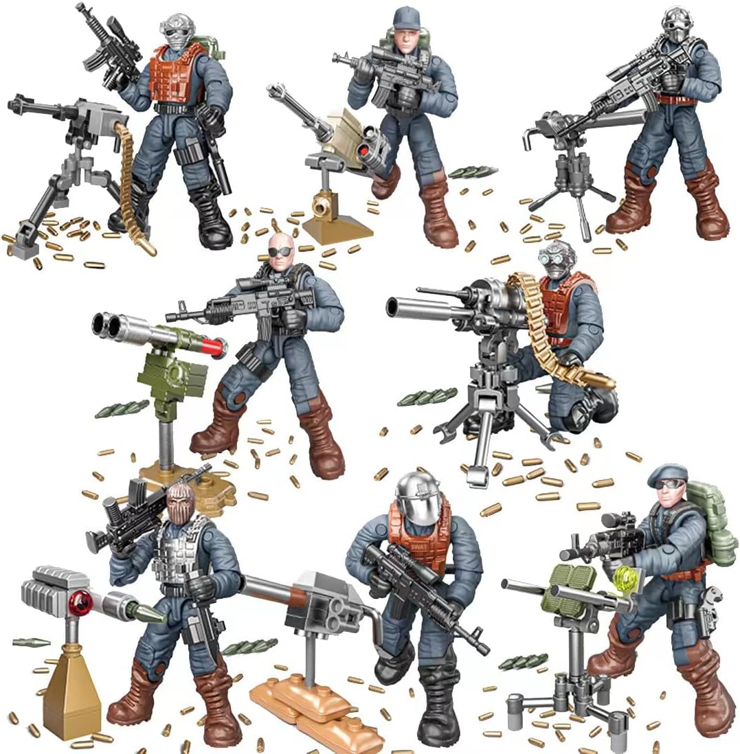 YEIBOBO ! Army Men Set SWAT Team Military Action Figures Mini Soldier Model Toys and Gear Accessories for Kids 6+ (Defence SWAT XJ-9920)