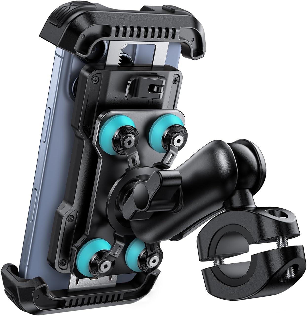 Lamicall Motorcycle Phone Mount Holder - [Dual Vibration Dampener] [Metal Adjustment Arm] Motorcycle Cell Phone Holder, Bike Handlebar Phone Mount, for iPhone 16 15 14 Pro Max, 4.7-6.7" Phones, Blue