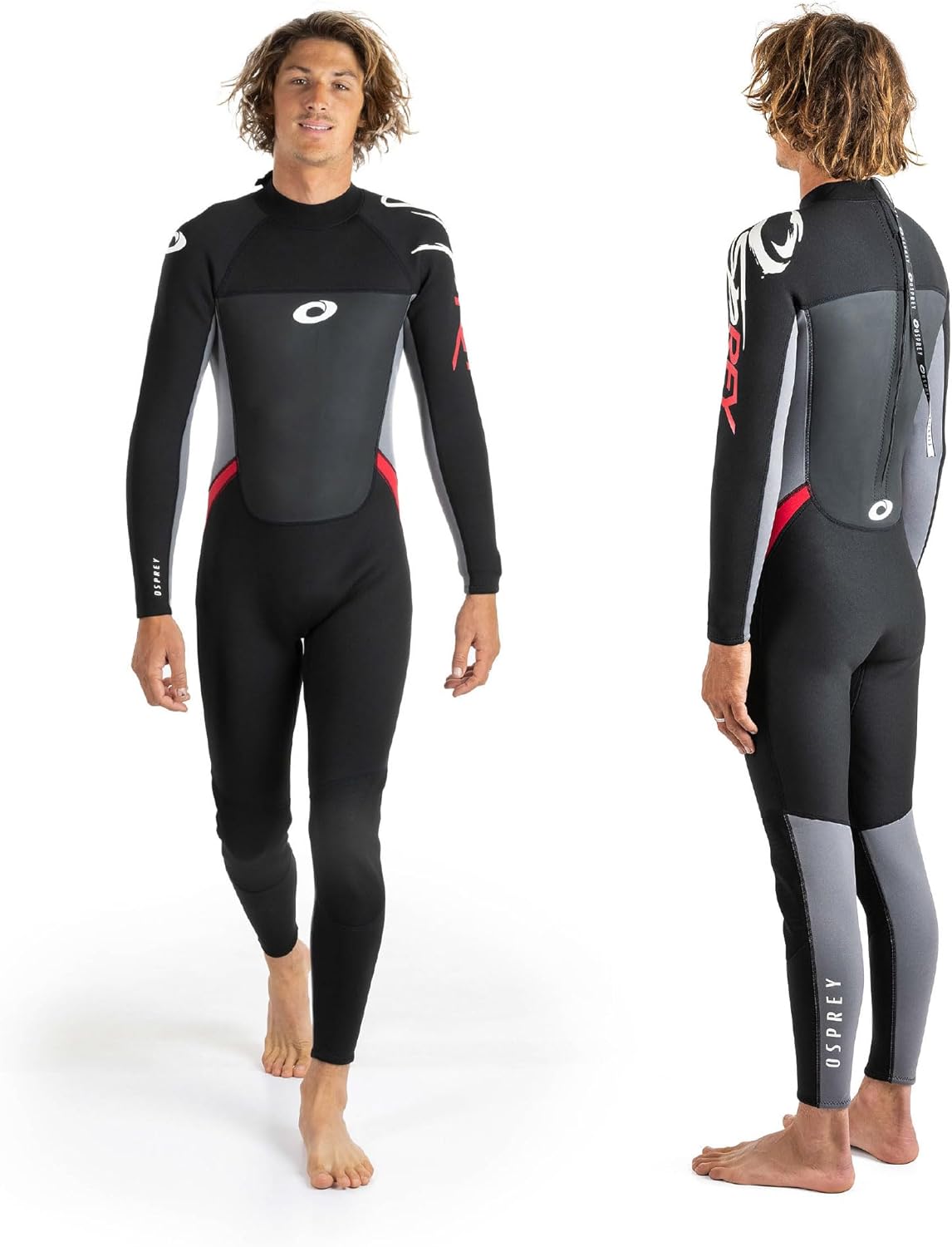 Osprey Men's Full Length 3 mm Summer Wetsuit, Adult Neoprene Surfing Diving Wetsuit, Origin, Red