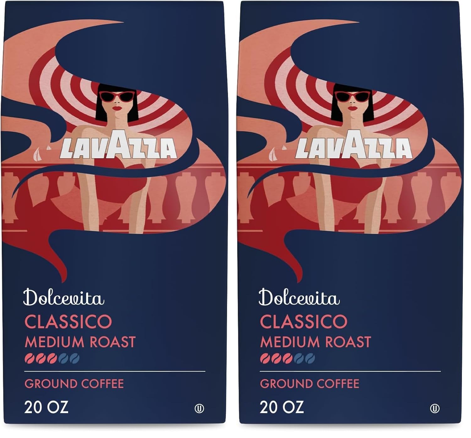 Lavazza Classico Ground Coffee Blend, Medium Roast, Authentic Italian, Blended And Roasted in Italy, Non GMO, Value Pack, A Full bodied with rich flavor and notes of dried fruit, 20 Ounce (Pack of 2)