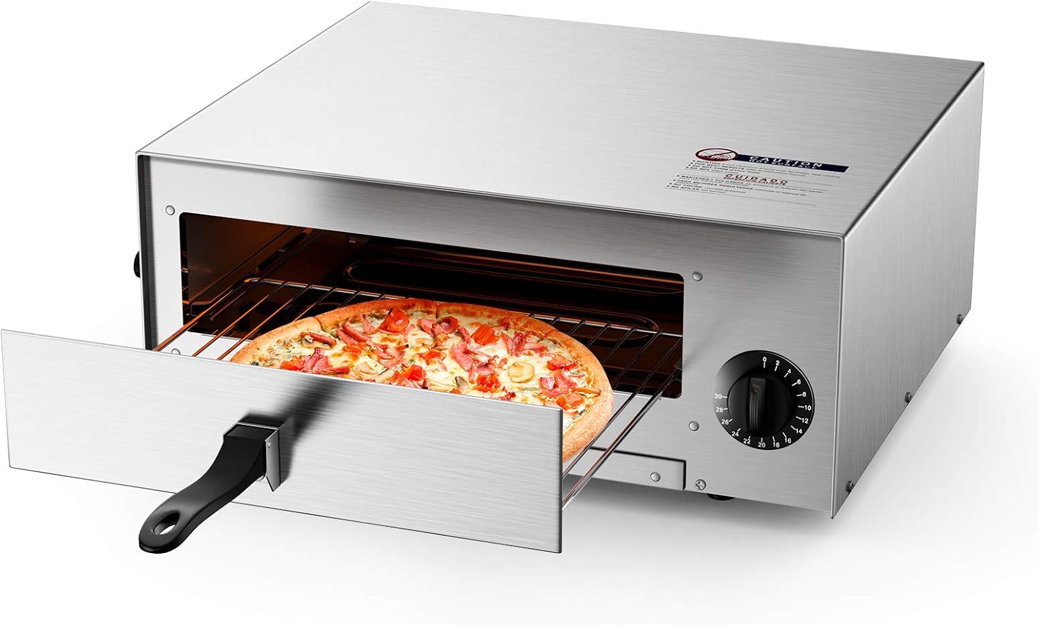 Costway Electric Oven, Stainless Steel Baker with Auto Shut-Off, Handle, Removable Tray, Countertop Pizza Maker for Kitchen & Commercial Use