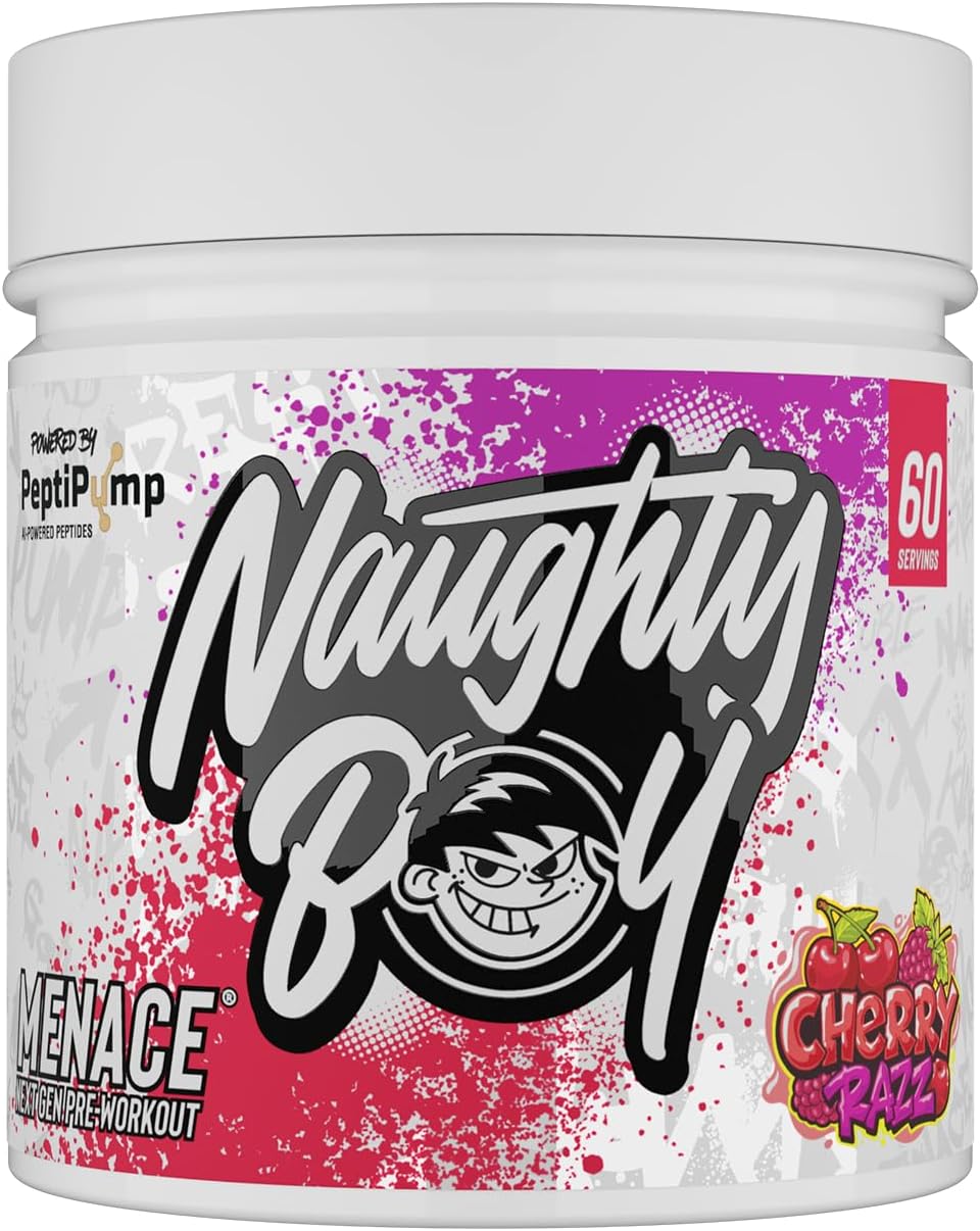 Naughty Boy Menace V2 Pre-Workout Powder - Cherry Razz, MAX Catalyst, CDP Choline & Uridine, Energy, Pump & Focus,420g