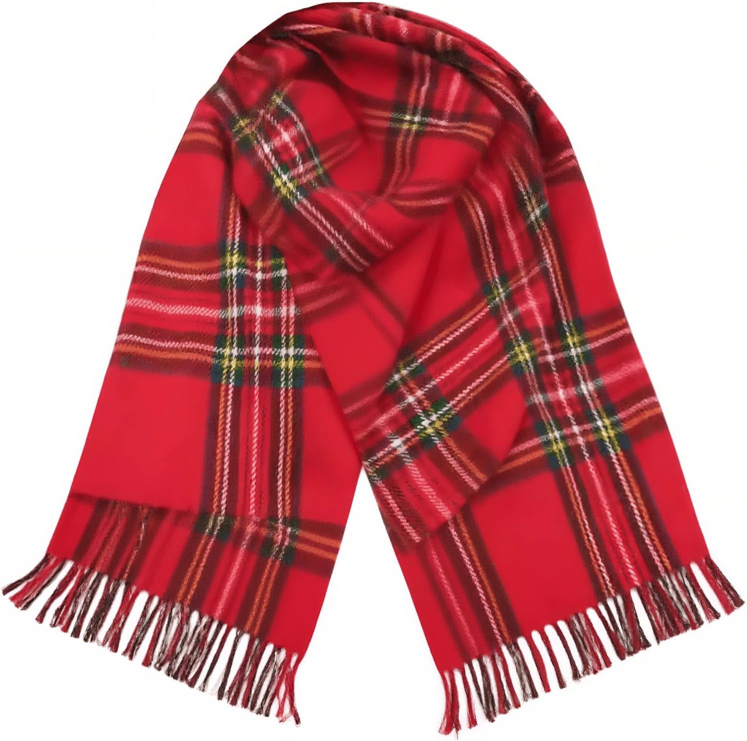 Red Scarf Winter Warm Scarves Soft Stylish Plaid Scarf for Men Women, Autumn Warm Fringe Plaid Scarves, Shawls and Wraps
