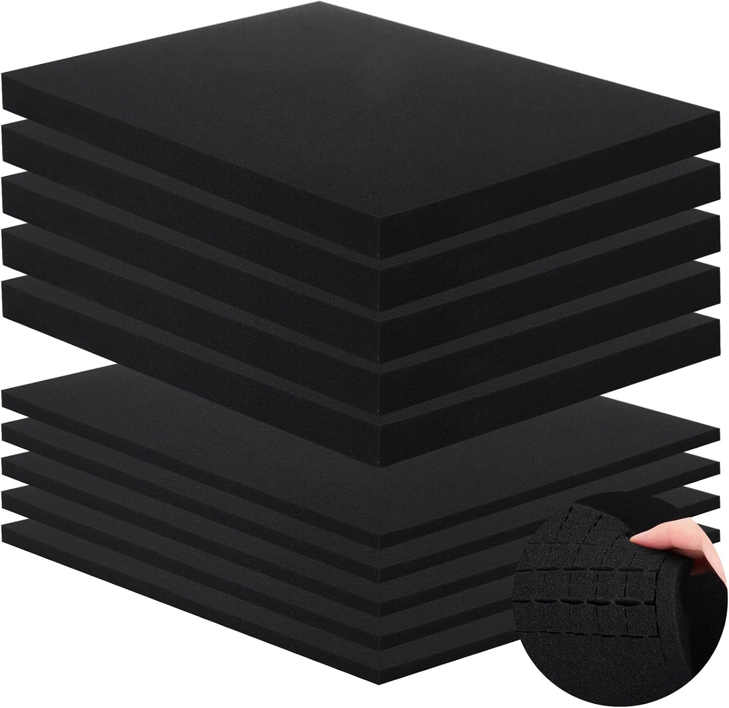 10PCS Pick and Pluck Foam, Pre-cut Tool Box Foam Inserts, High Density Square Foams Cube for Tool Boxes Camera Cases Drawer Insert DIY Tool Storage (5pcs 400x300x25mm, 5Pcs 400x300x10mm)