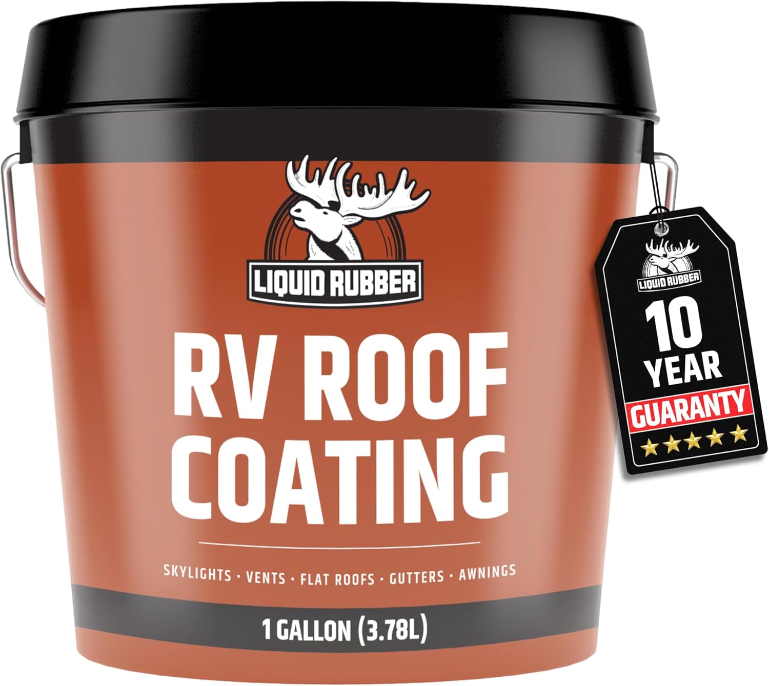 Liquid Rubber RV Roof Coating - Solar Reflective Sealant for Trailer and Camper Leak Repair and Maintenance, Waterproof and Durable. Brilliant White, 1 Gallon