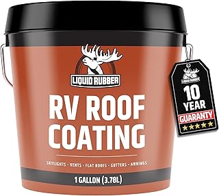 Liquid Rubber RV Roof Coating - Solar Reflective Sealant for Trailer and Camper Leak Repair and Maintenance, Waterproof and Durable. Brilliant White, 1 Gallon