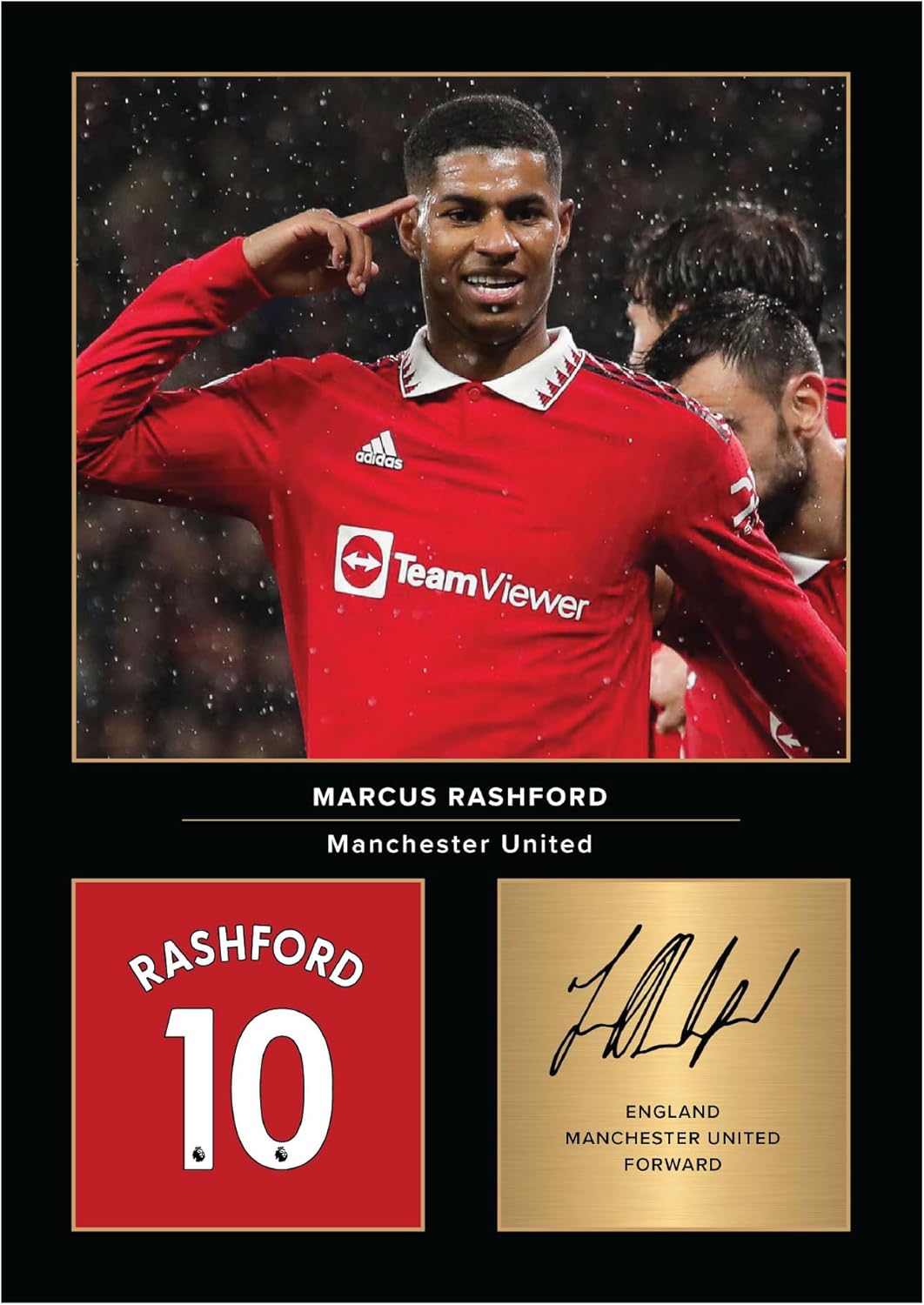 Icons Wall Art Marcus Rashford Signed A4 Printed Photo Picture Display Gift For Football Fans Digitally Reproduced Signature Unframed