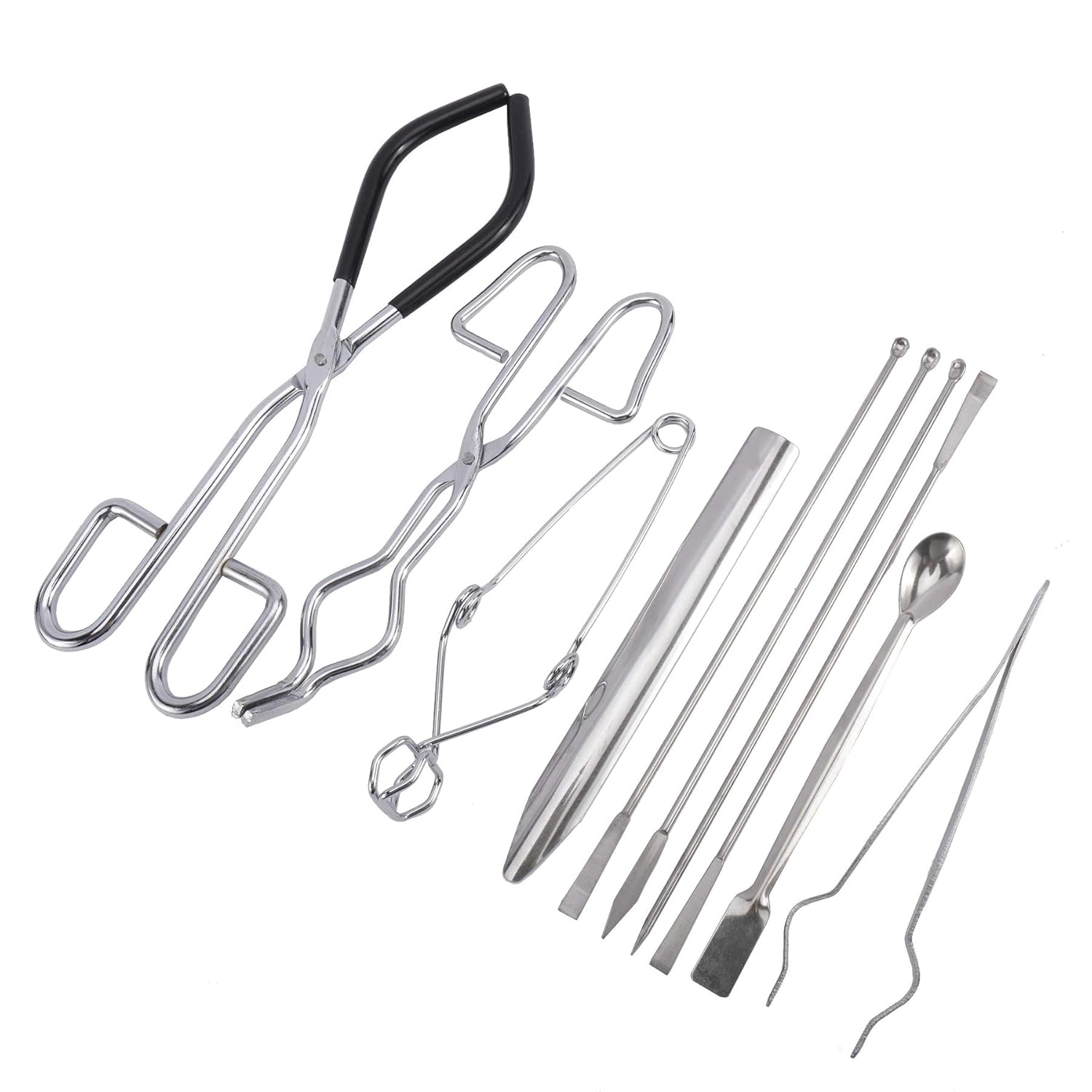Scientific Labwares Lab Tools Starter Kit, Includes Crucible Beaker Tongs Lab Spatula Scoop Spoon Test Tube Clamps Sterilizer Forceps Tweezers