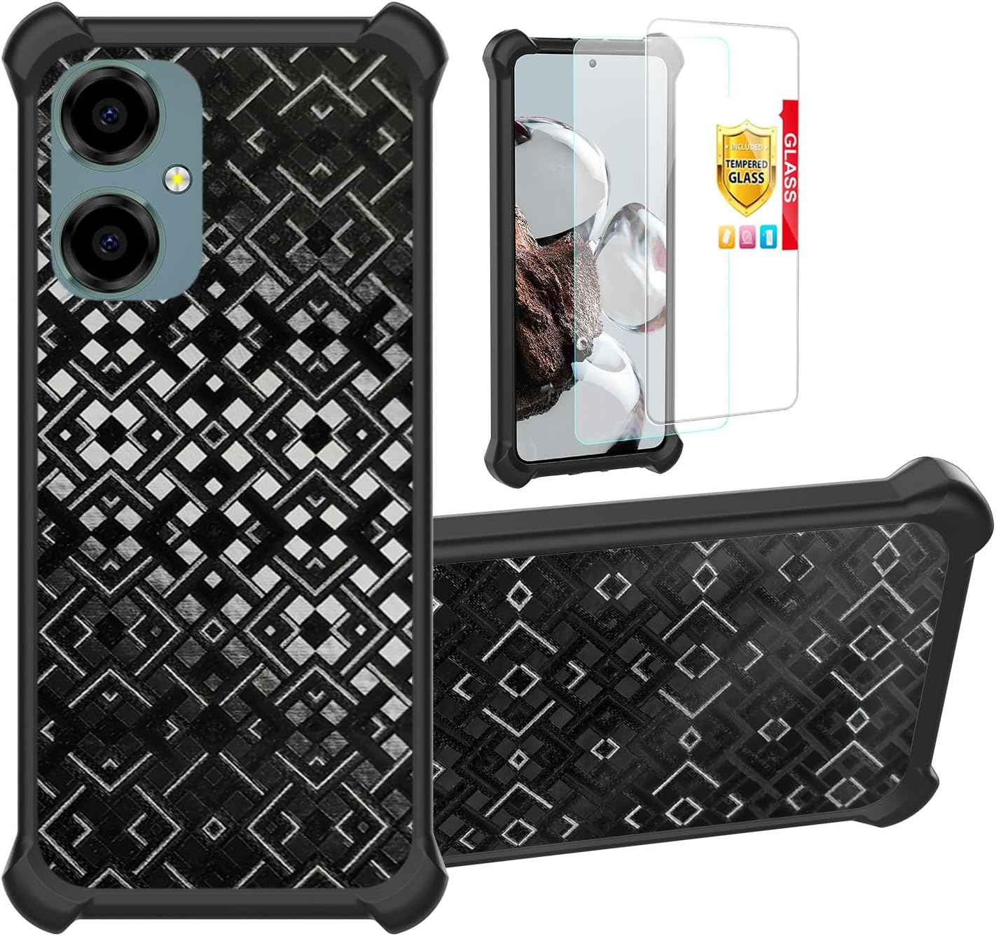 for Pinwheel Genesis 3 Case Compatible for BLU G64 Phone Case Stand Cover [with 2*Tempered Glass Screen Protector] Hybrid Case [3D Multi-Directional Shape Change] Black