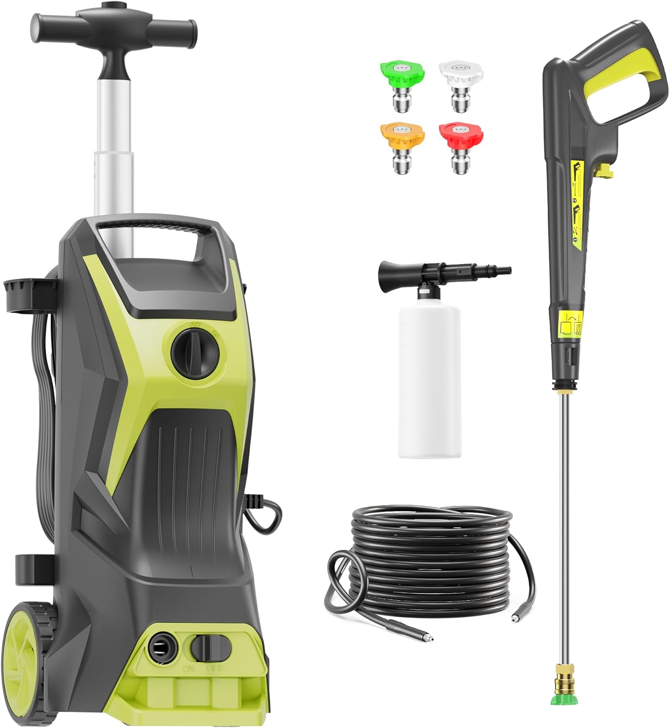 Pressure Washer with 4 Quick Connect Nozzles,Inlet Hose & Filter, Foam Cannon for Cars/Fences/Driveways Cleaning