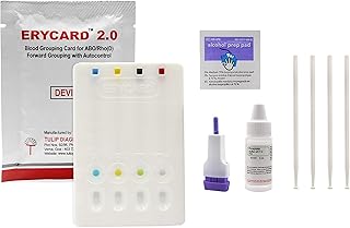 ALDON Innovating Science ABO/RH Blood Type Test Kit - Educational Use, Erycard Blood Grouping Card, Buffer Solution, Alcohol Wipe, Lancet, Collection Sticks, Instructions - Home Blood Type Testing Kit