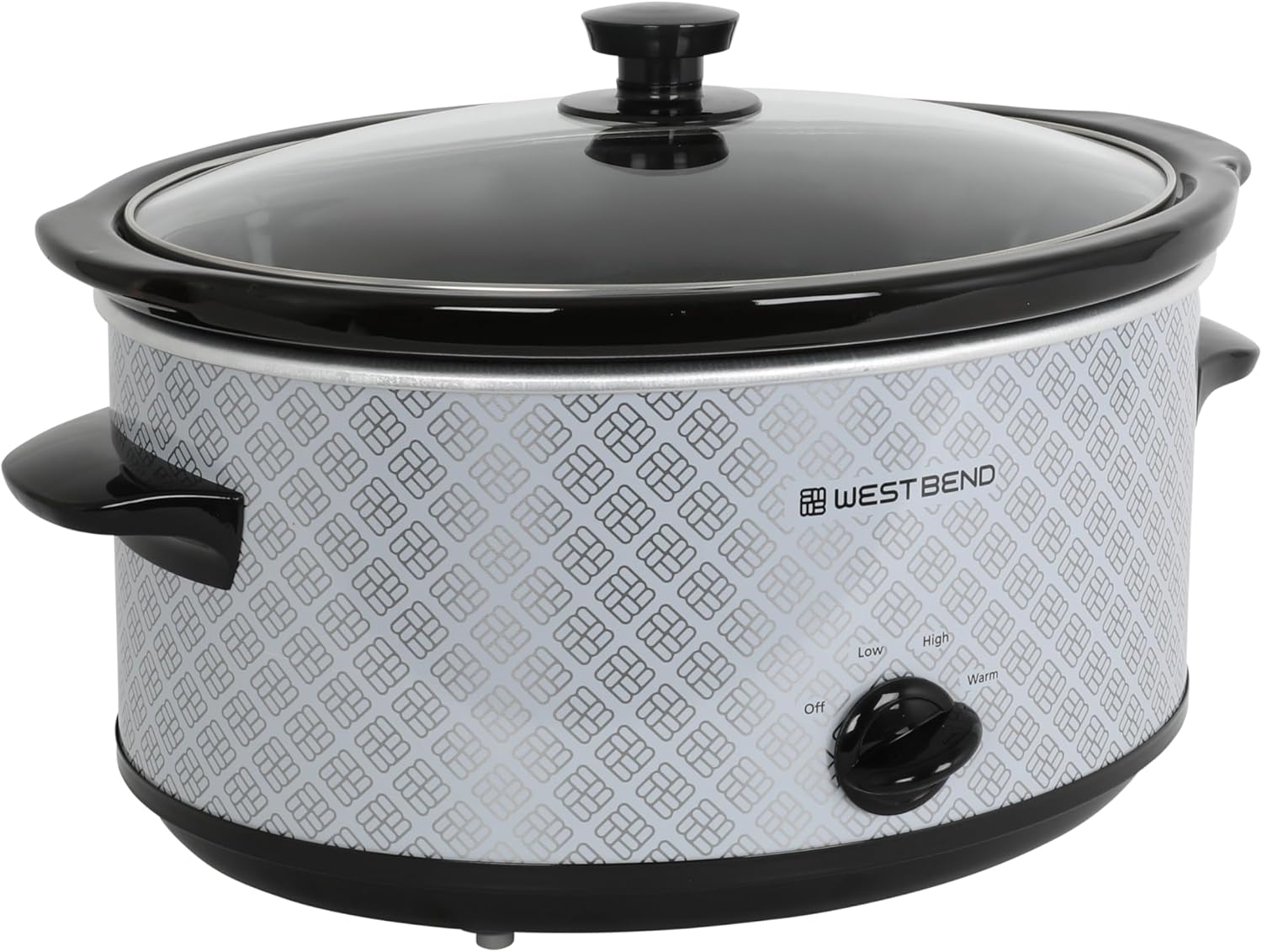 West Bend Slow Cooker 6-Quart Manual Crockery Style with Dishwasher Safe Oval Ceramic Crockpot and Glass Lid Two Temperature Settings Plus Keep Warm, 330-Watts, Silver