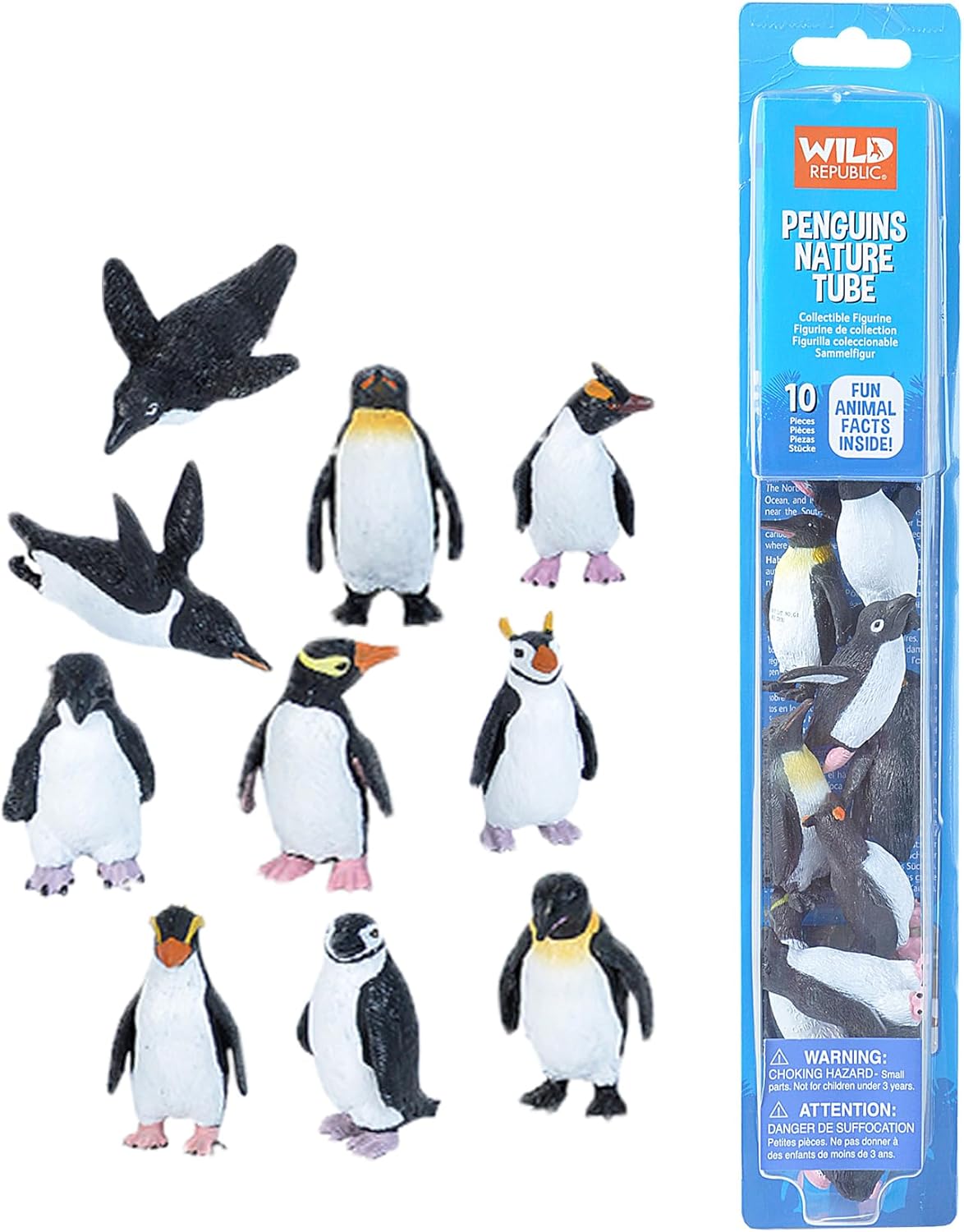 Wild Republic 20858 Figures Penguins Playset, Nature Tube, 10 Pieces, Multi Age 3+