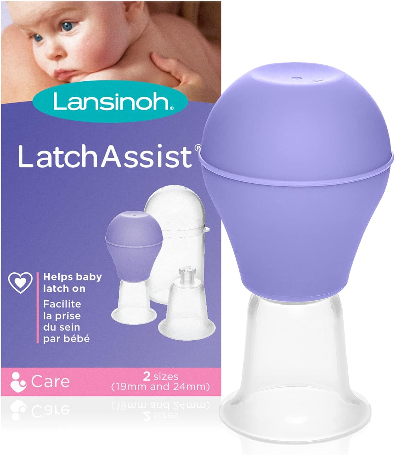 Lansinoh Latch Assist - Flat or Inverted Nipple Correction Breastfeeding Support - Includes Hygienic Case & 2 size cones - Breast feeding essentials