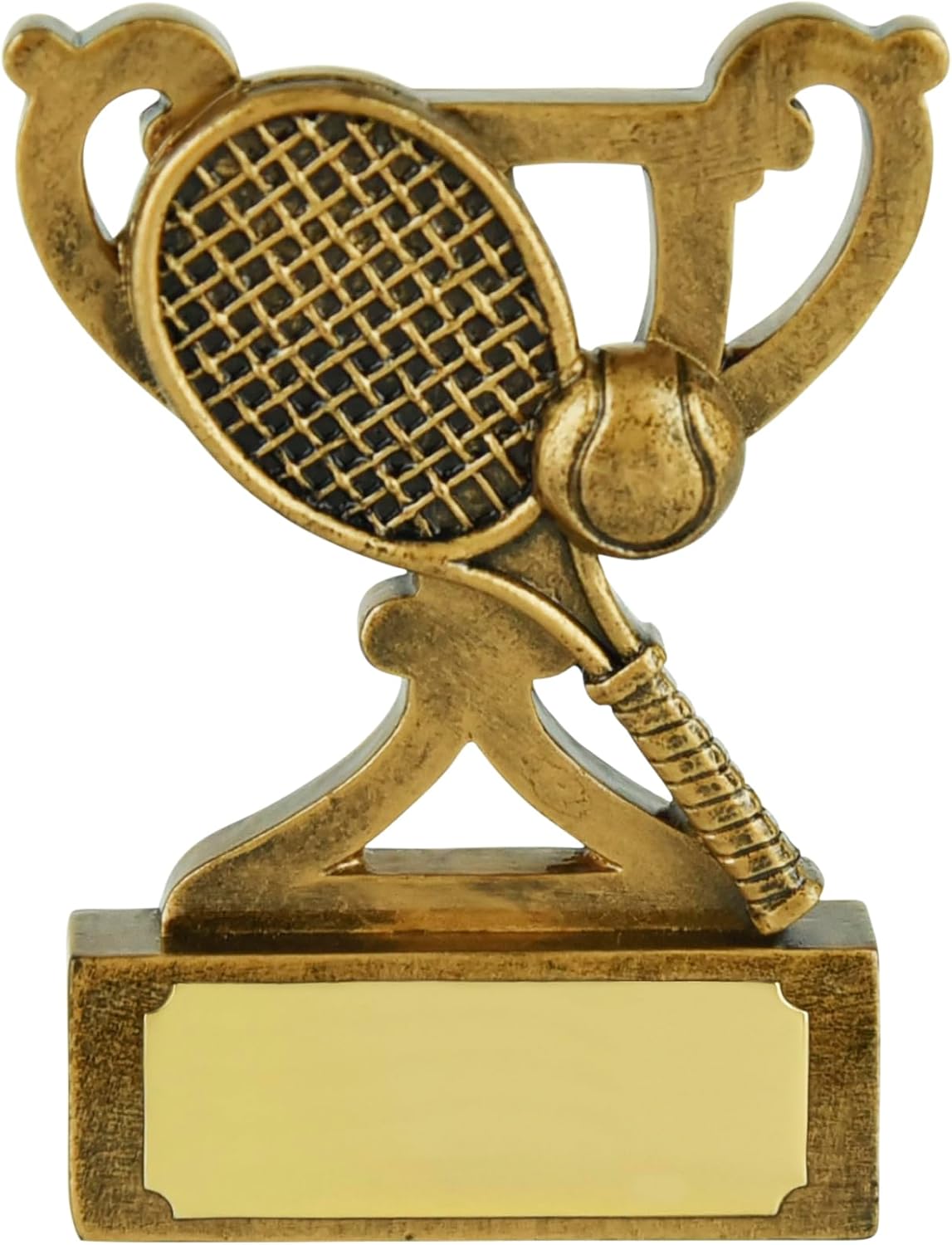 SilverTrophy Tennis Mini Trophy Gold Award - Player of the Match, MVP, Most Aces, Best: Serve, Backhand & Forehand, Winner, Most Improved, Longest Rally, Racket & Ball, School Kids Club Engraving