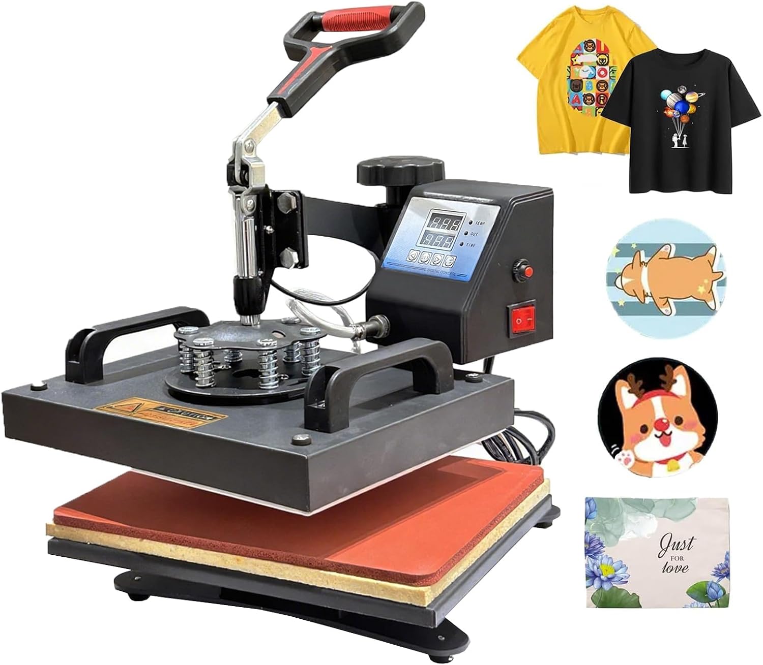 30x25cm 12“x10” Sublimation Heat Press Machine, Transfer Press T-Shirt Textile Printing Machine, 360 Swing Away